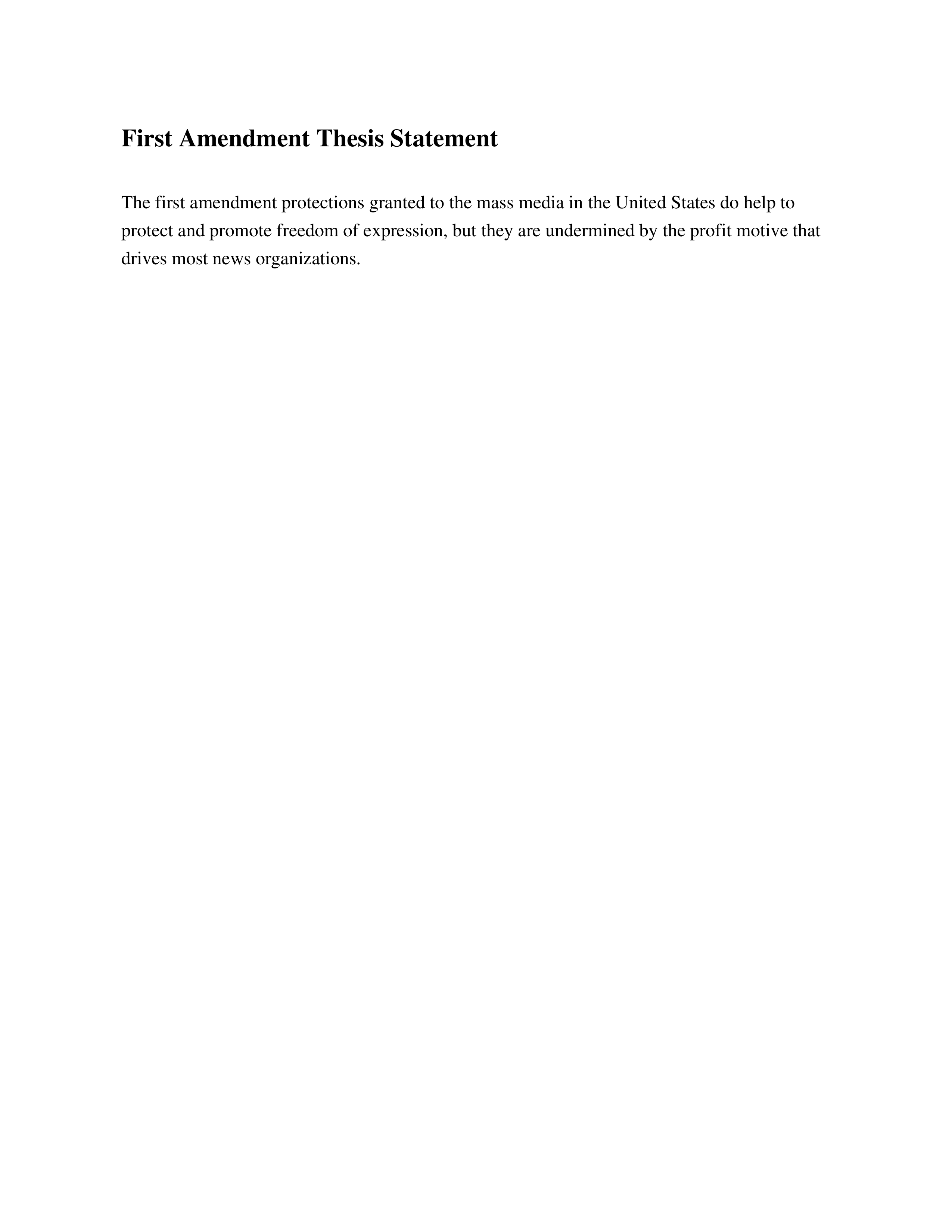 First Amendment Thesis Statement — page 1