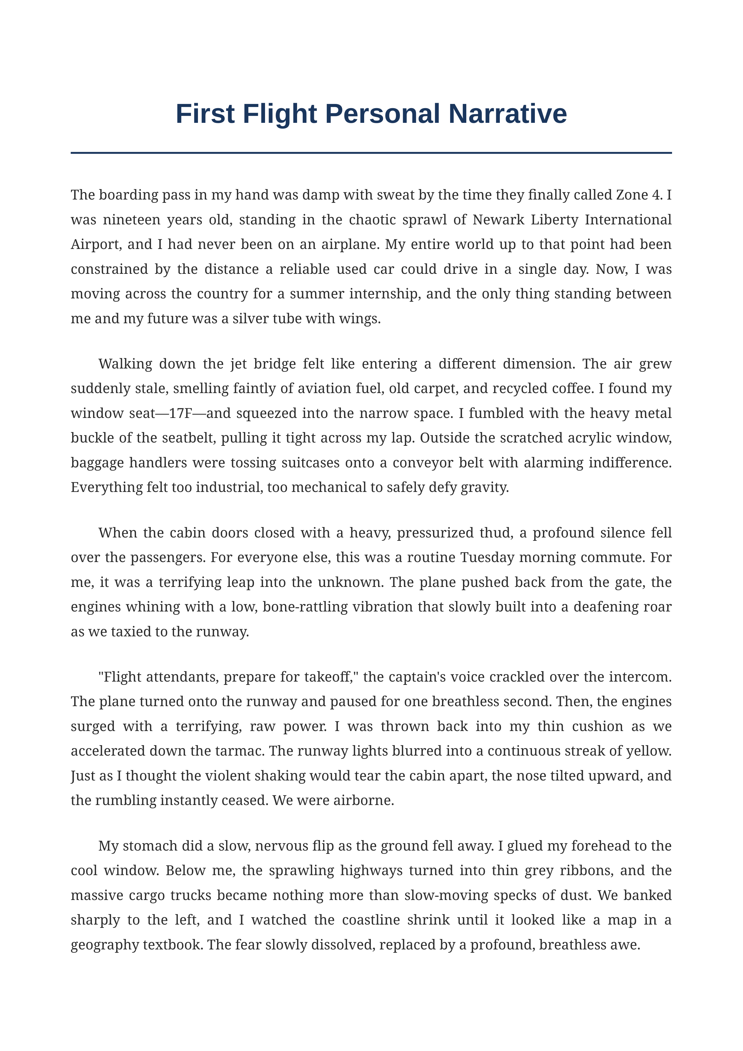First Flight Personal Narrative — page 1