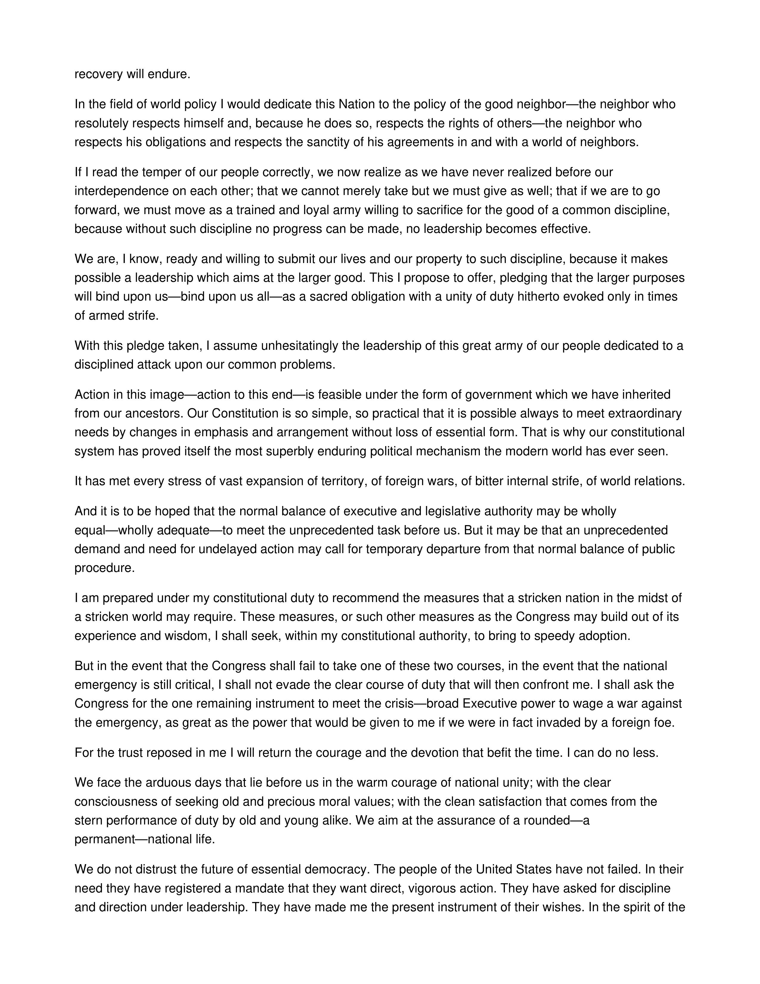 First Inaugural Address Persuasive Speech — page 3