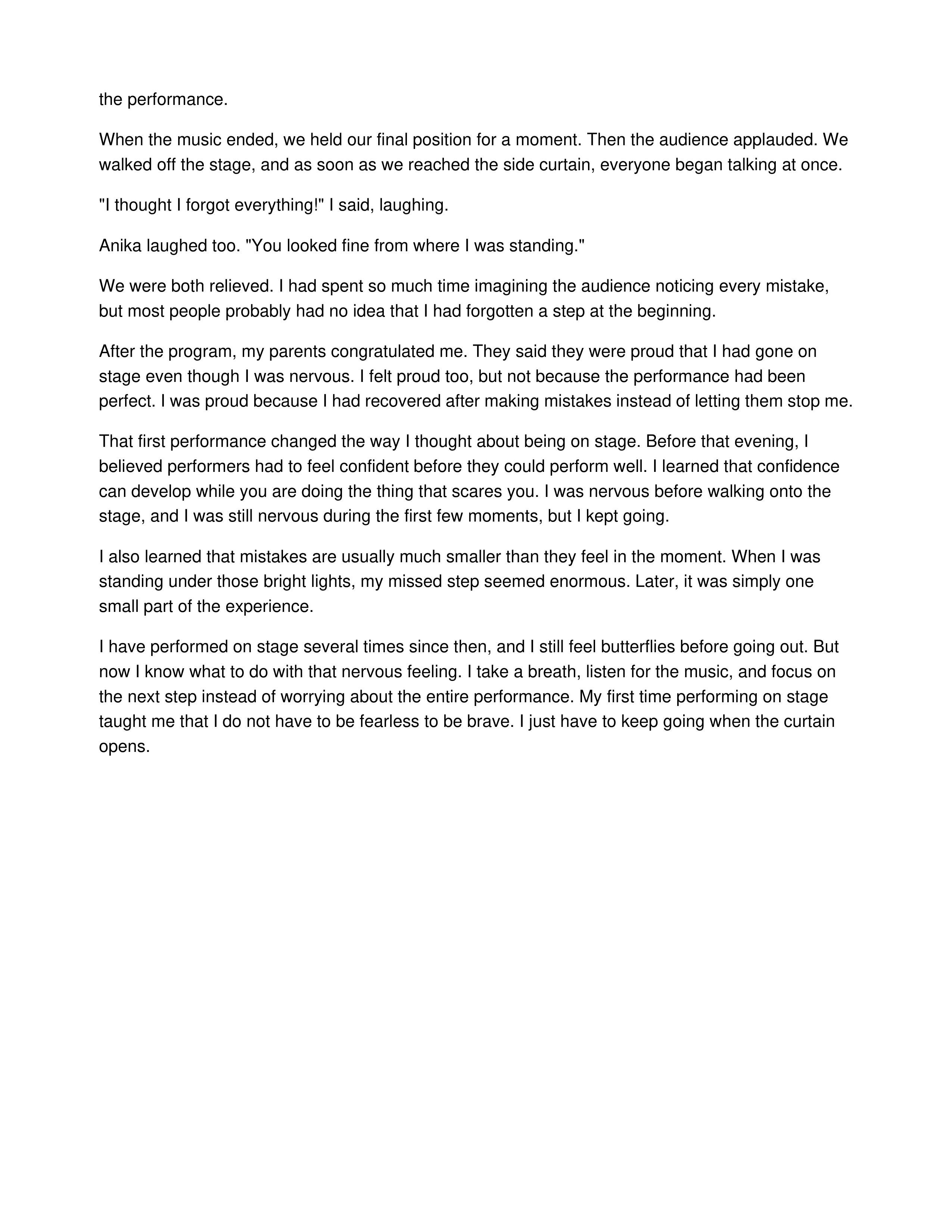 First Time Performing on Stage Personal Narrative — page 2