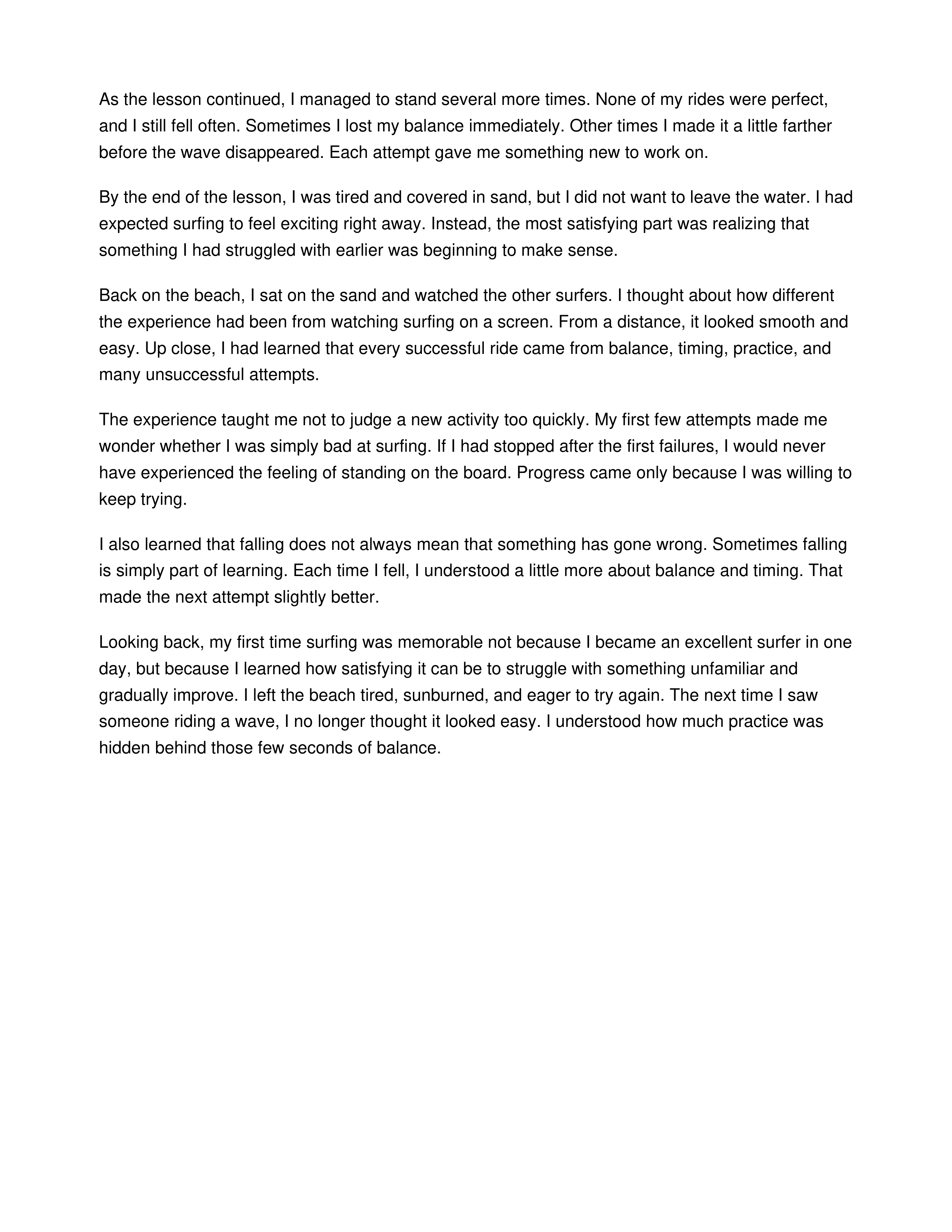 First Time Surfing Personal Narrative — page 2