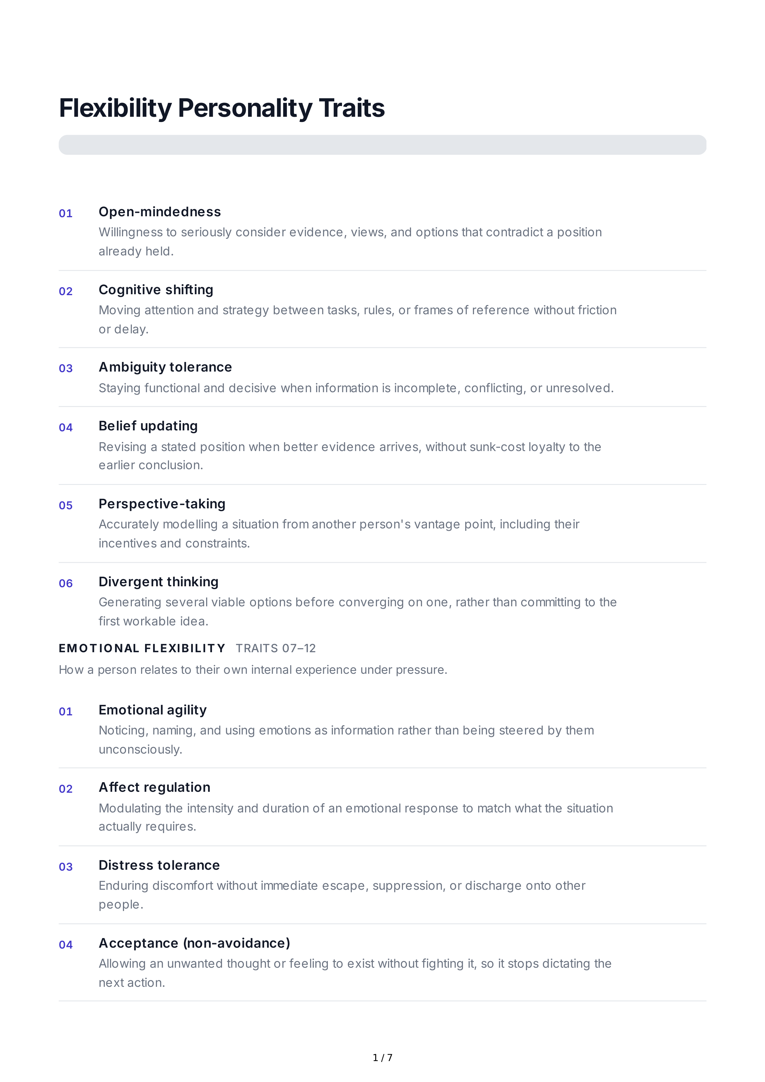 Flexibility Personality Traits — page 1