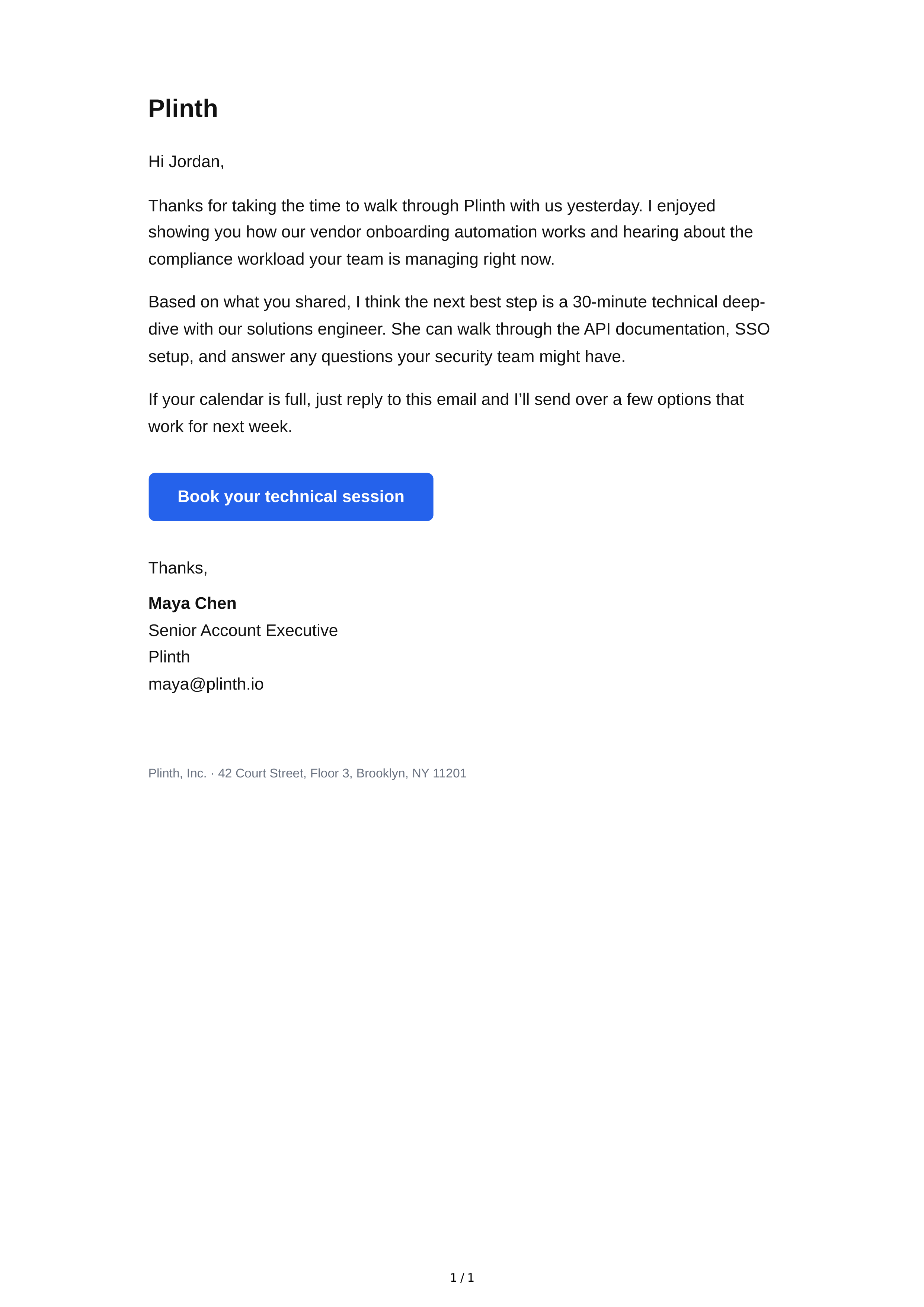Follow-Up Email — page 1