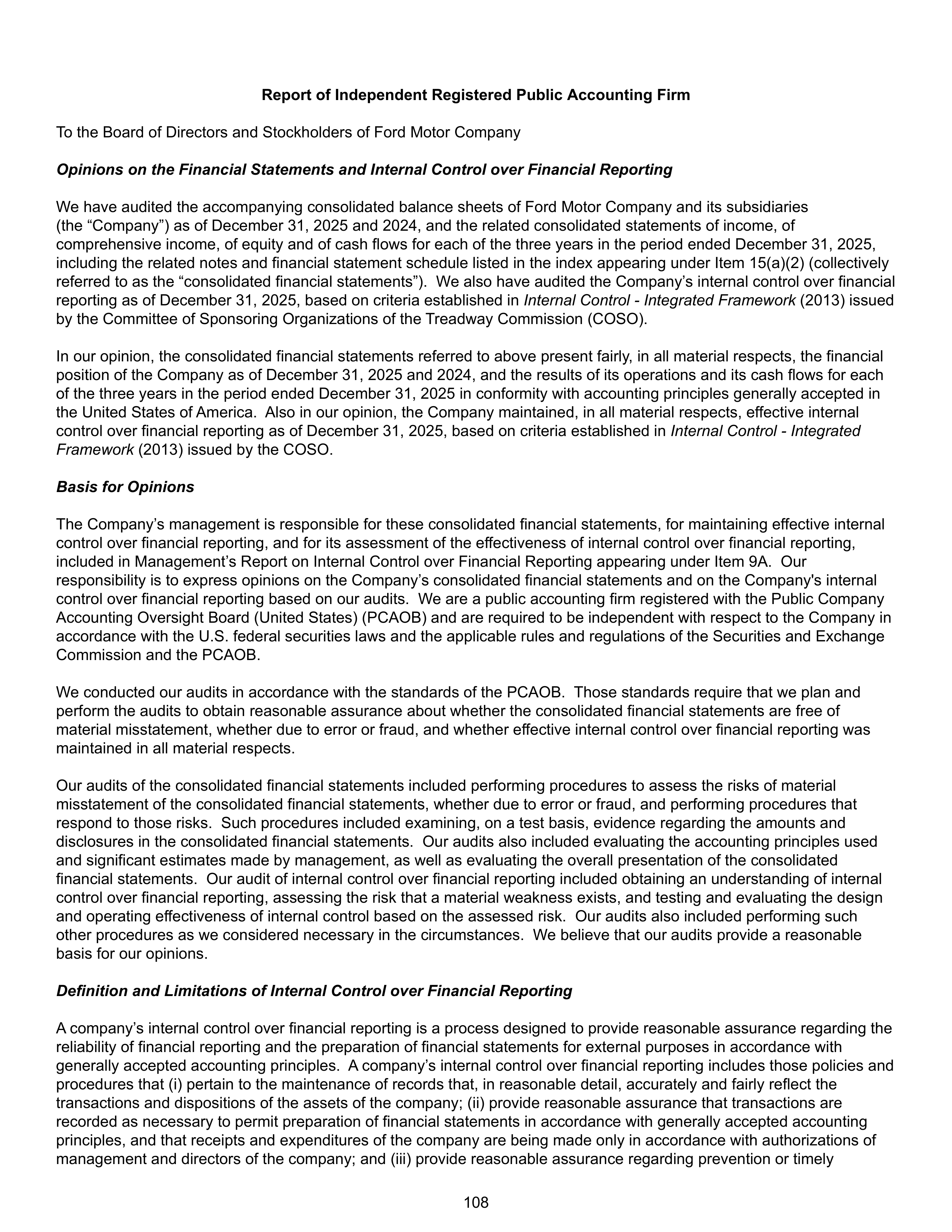 Ford Annual Report — page 114