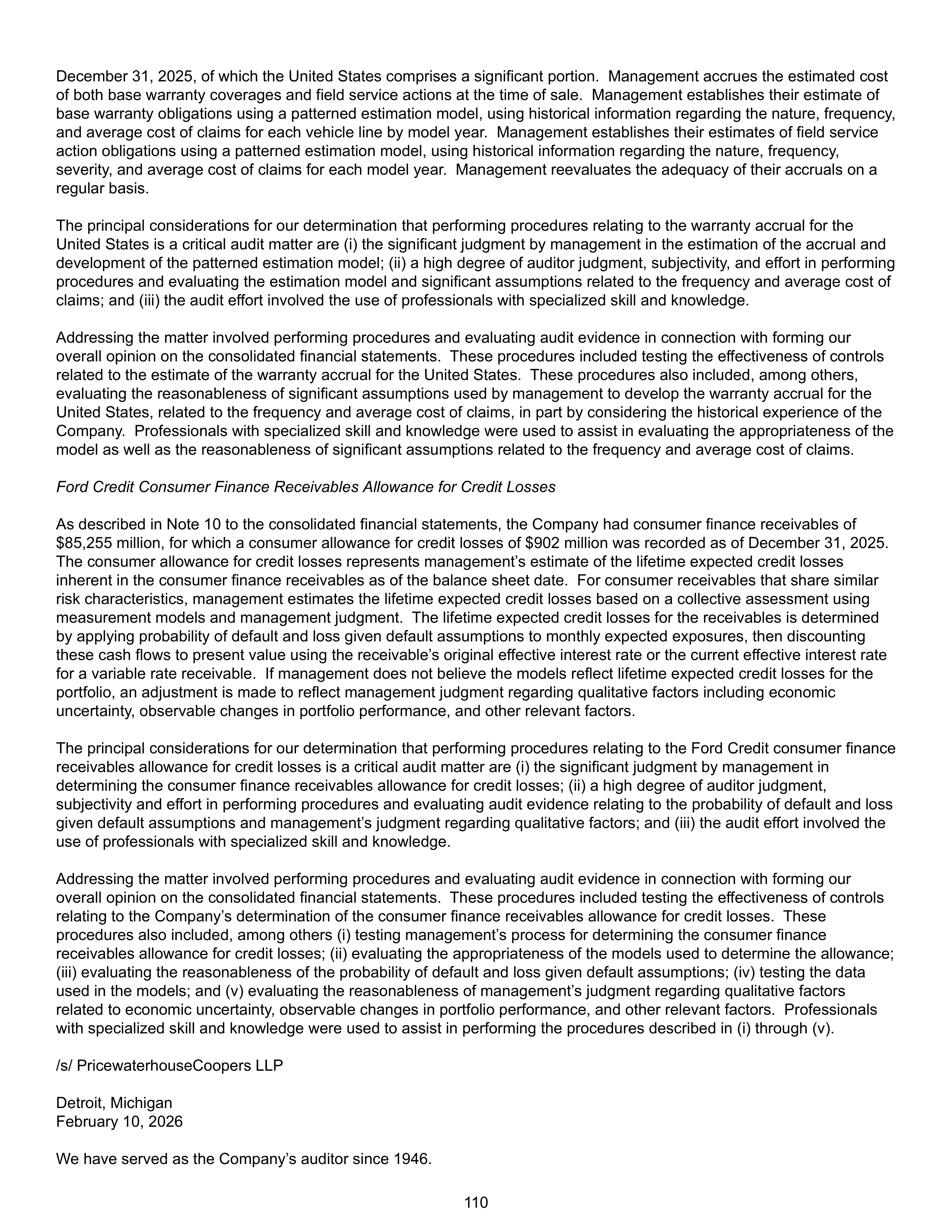Ford Annual Report — page 116