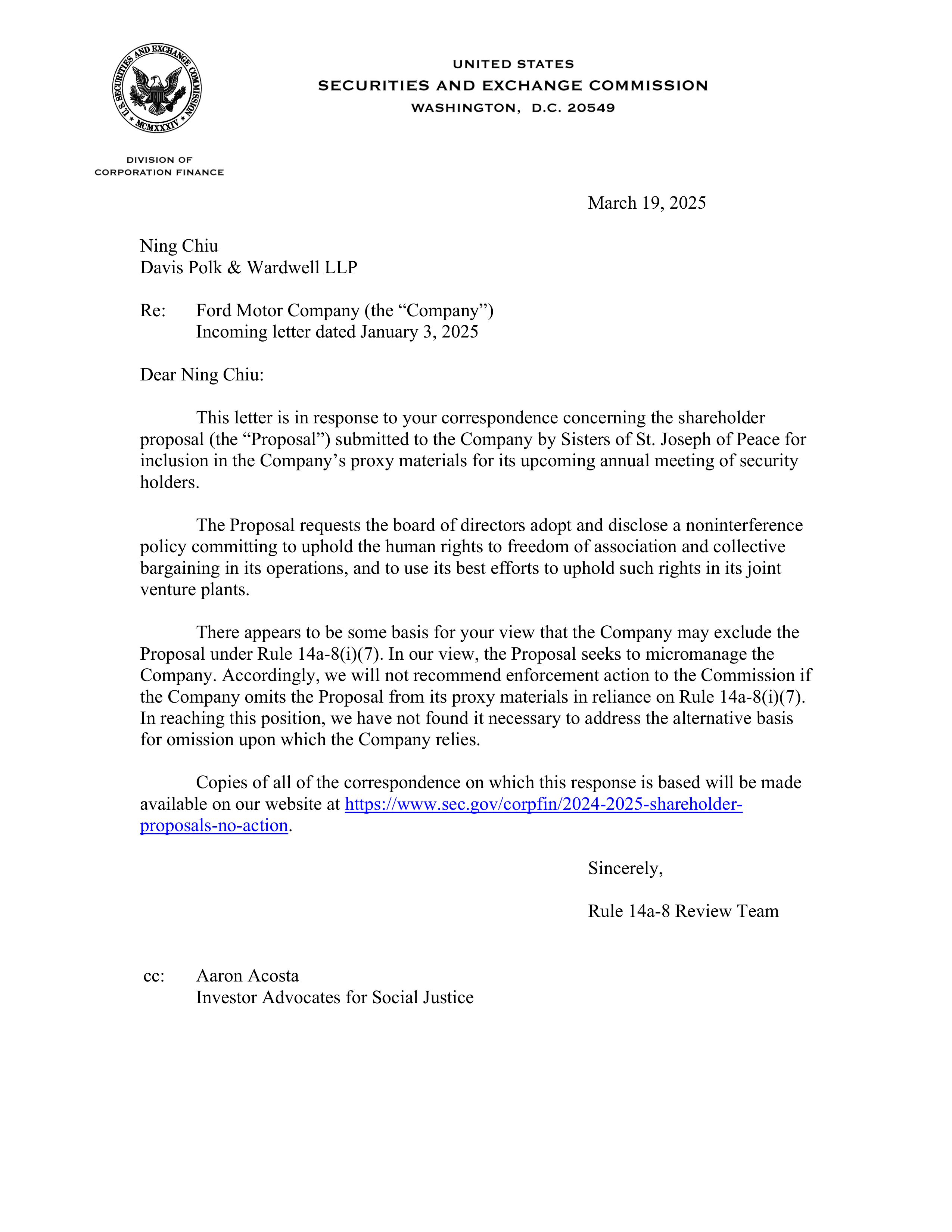 Ford Motor Proposal  — page 1