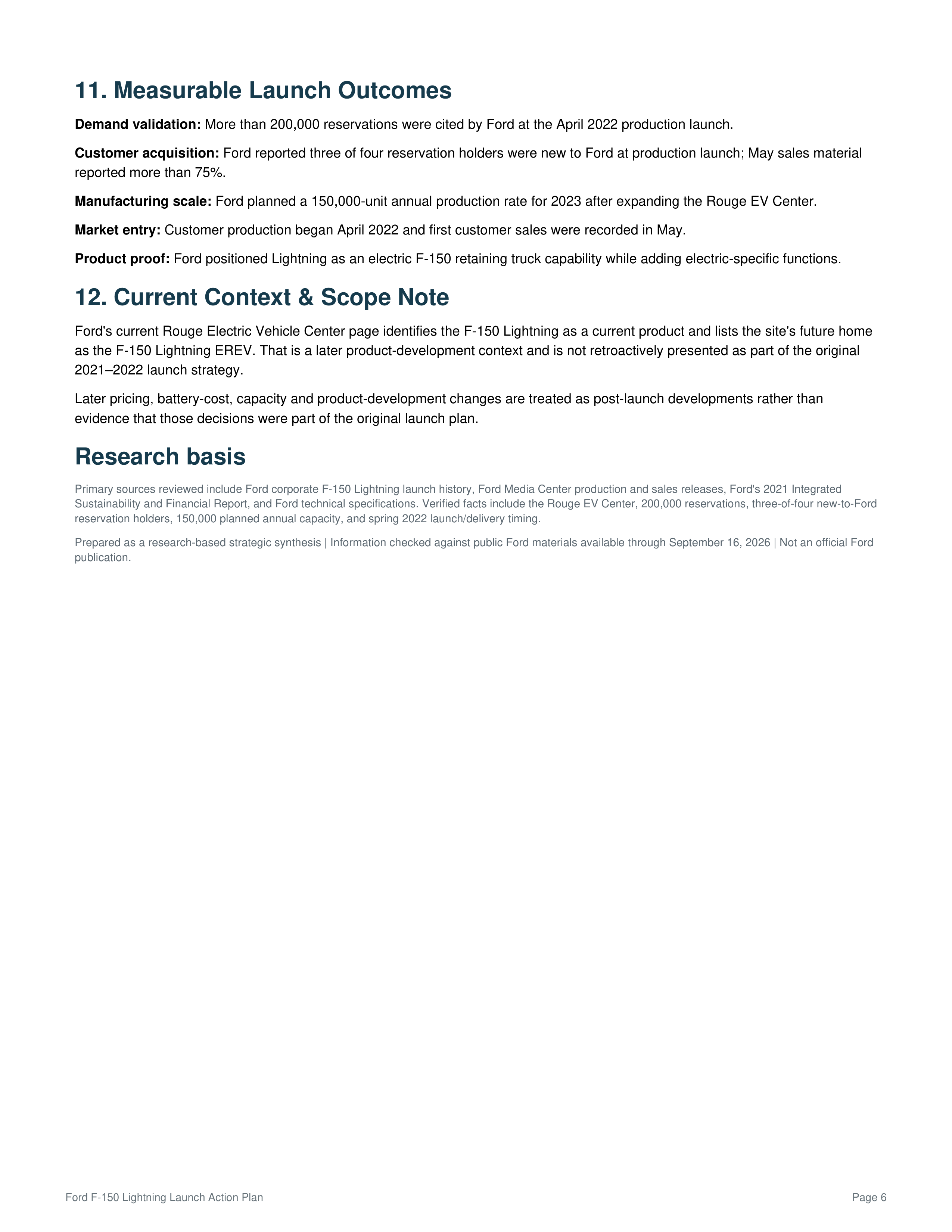 Ford F-150 Lightning Launch Action Plan — page 6