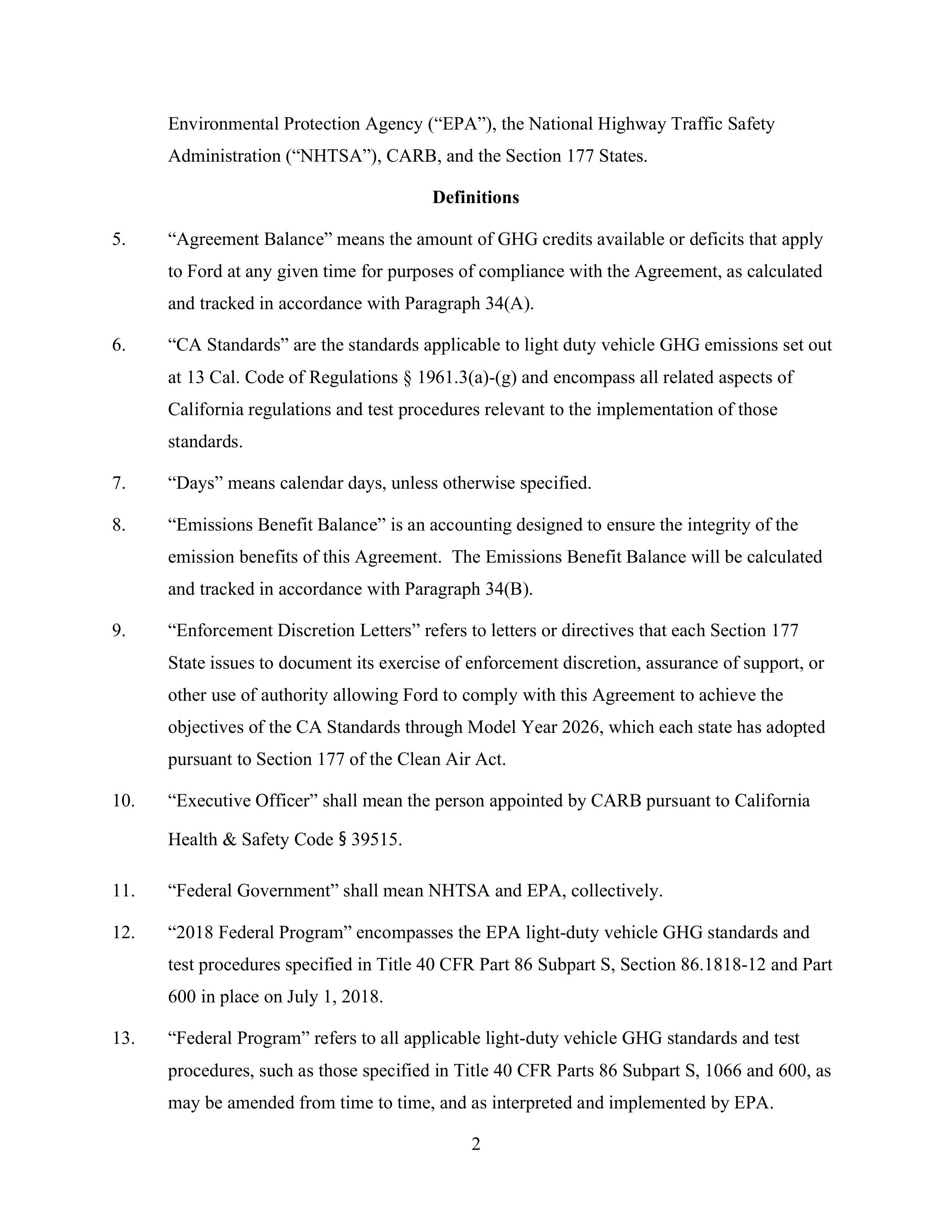 Ford Framework Agreement — page 2
