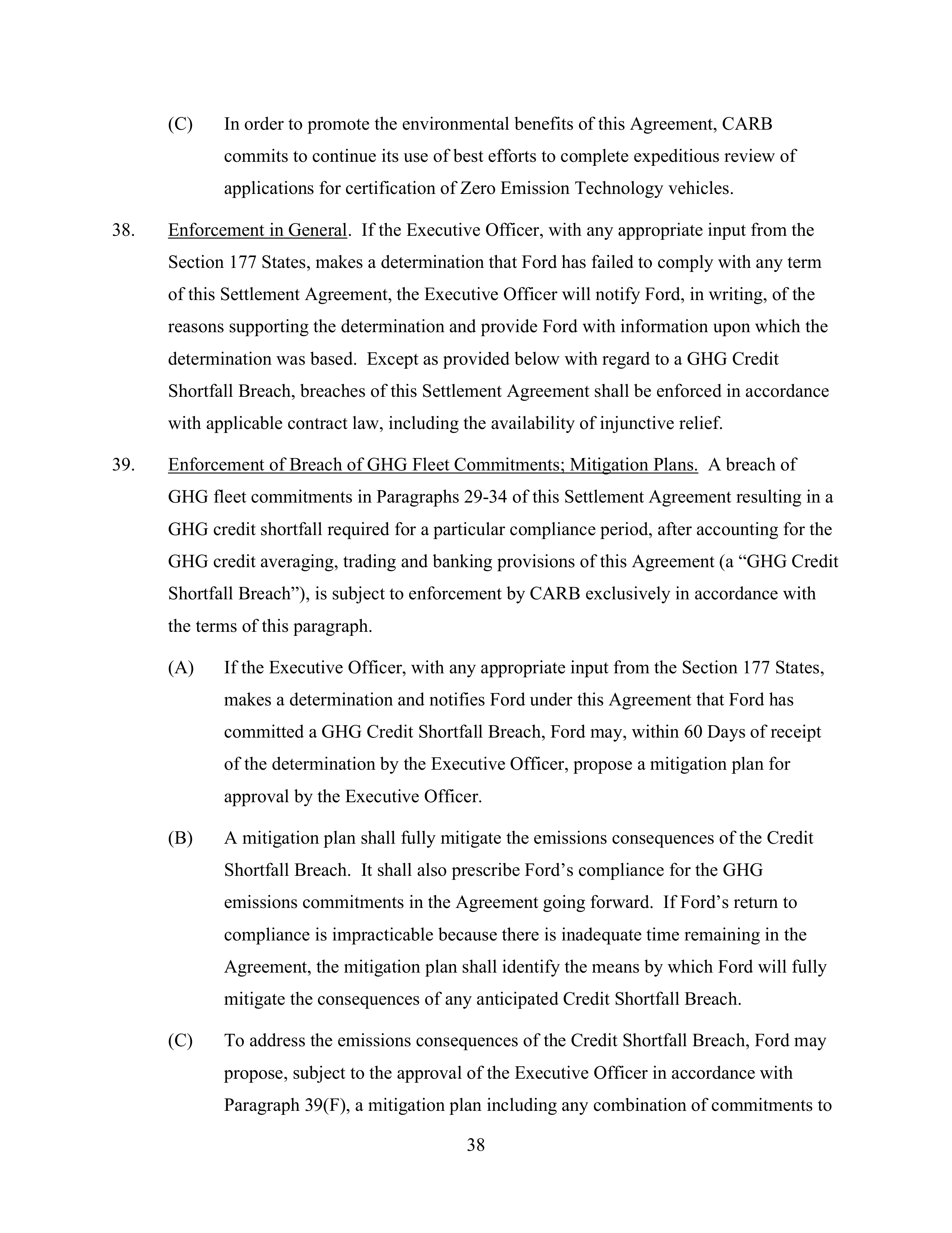 Ford Framework Agreement — page 38