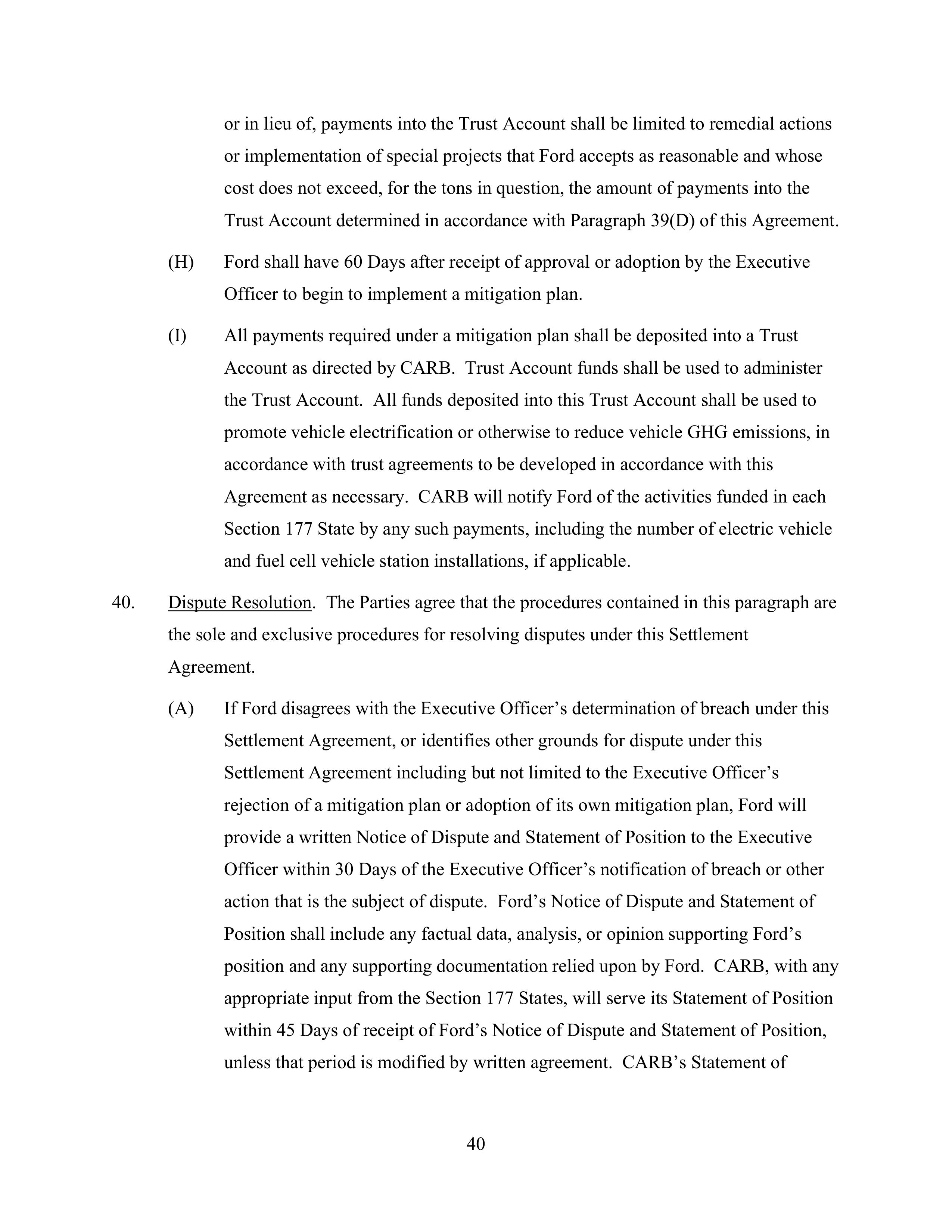 Ford Framework Agreement — page 40