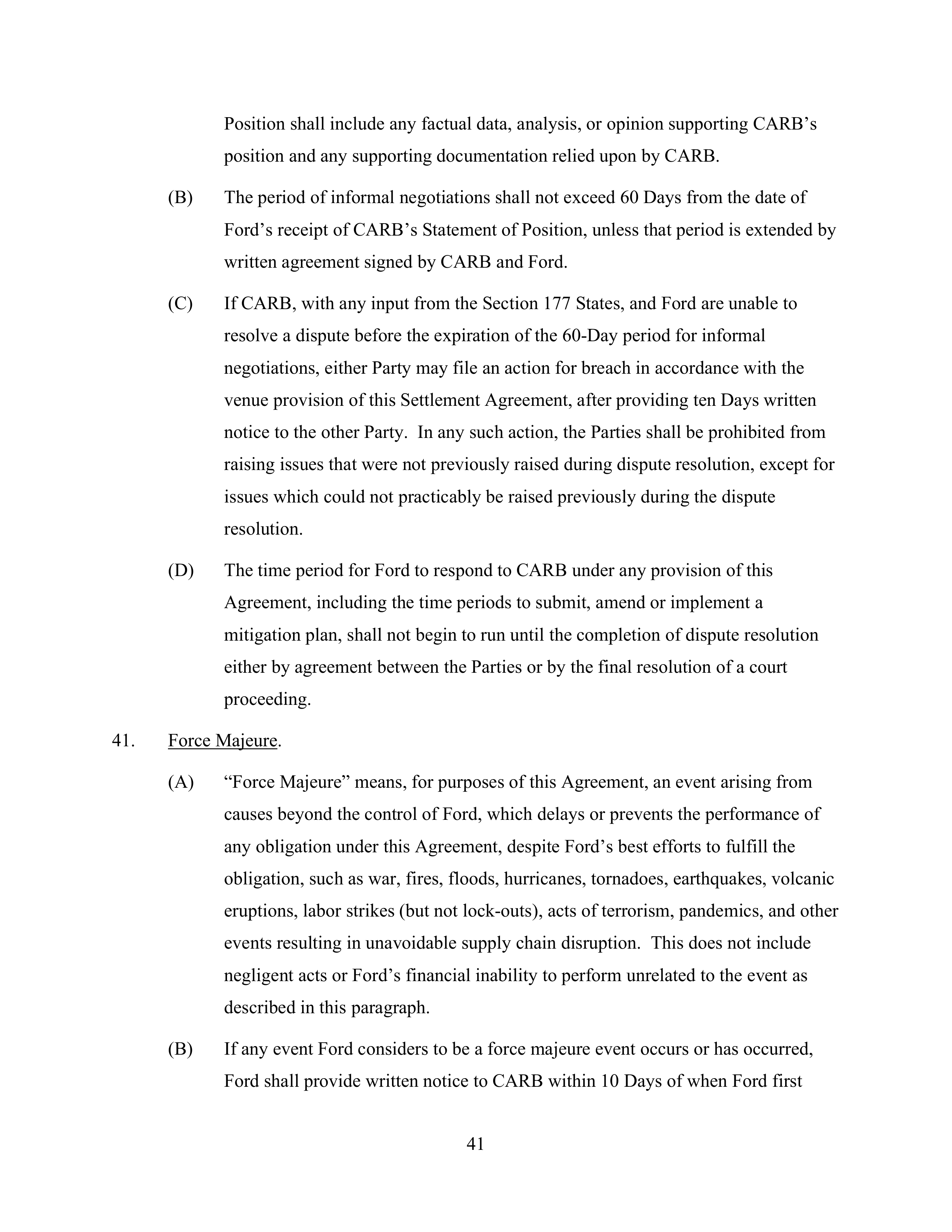 Ford Framework Agreement — page 41