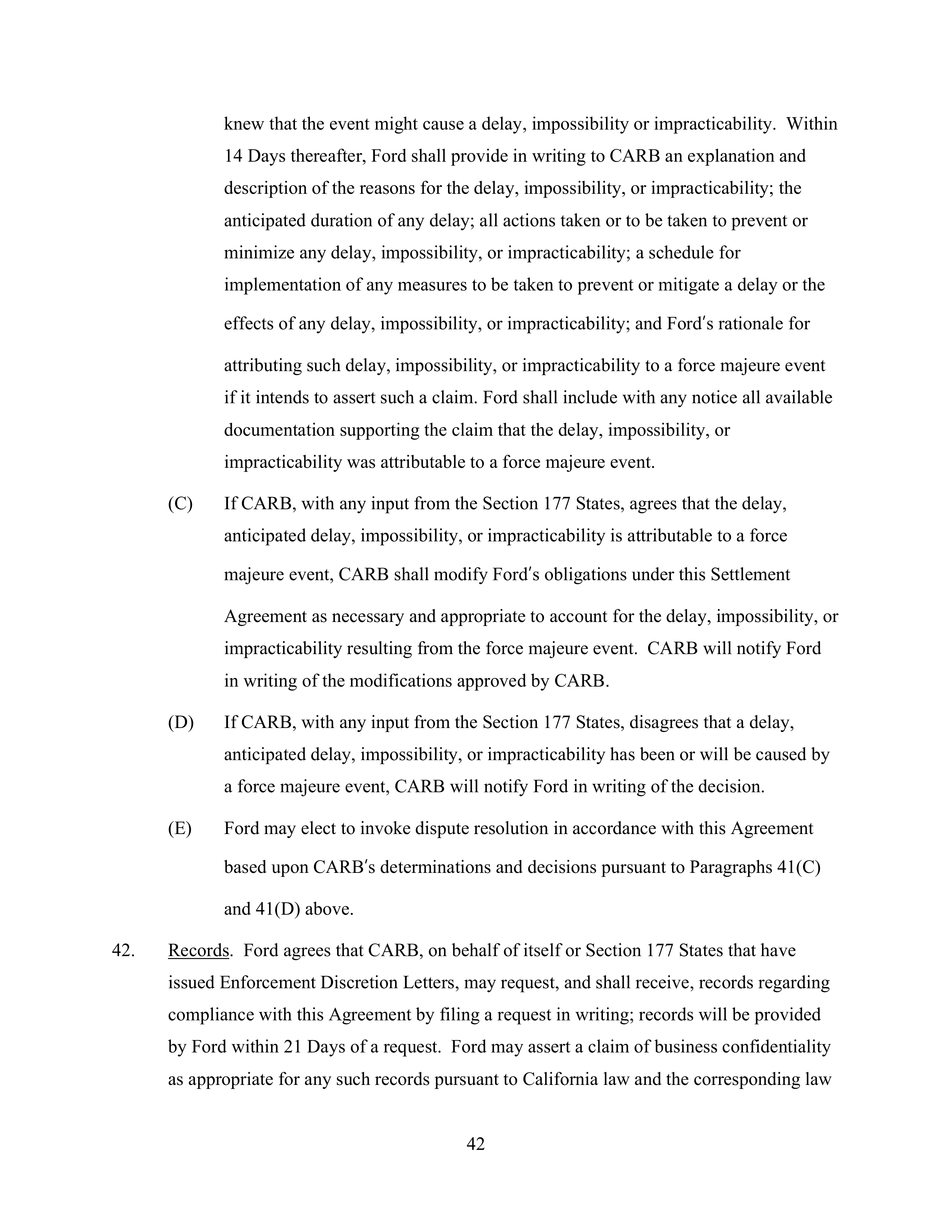Ford Framework Agreement — page 42