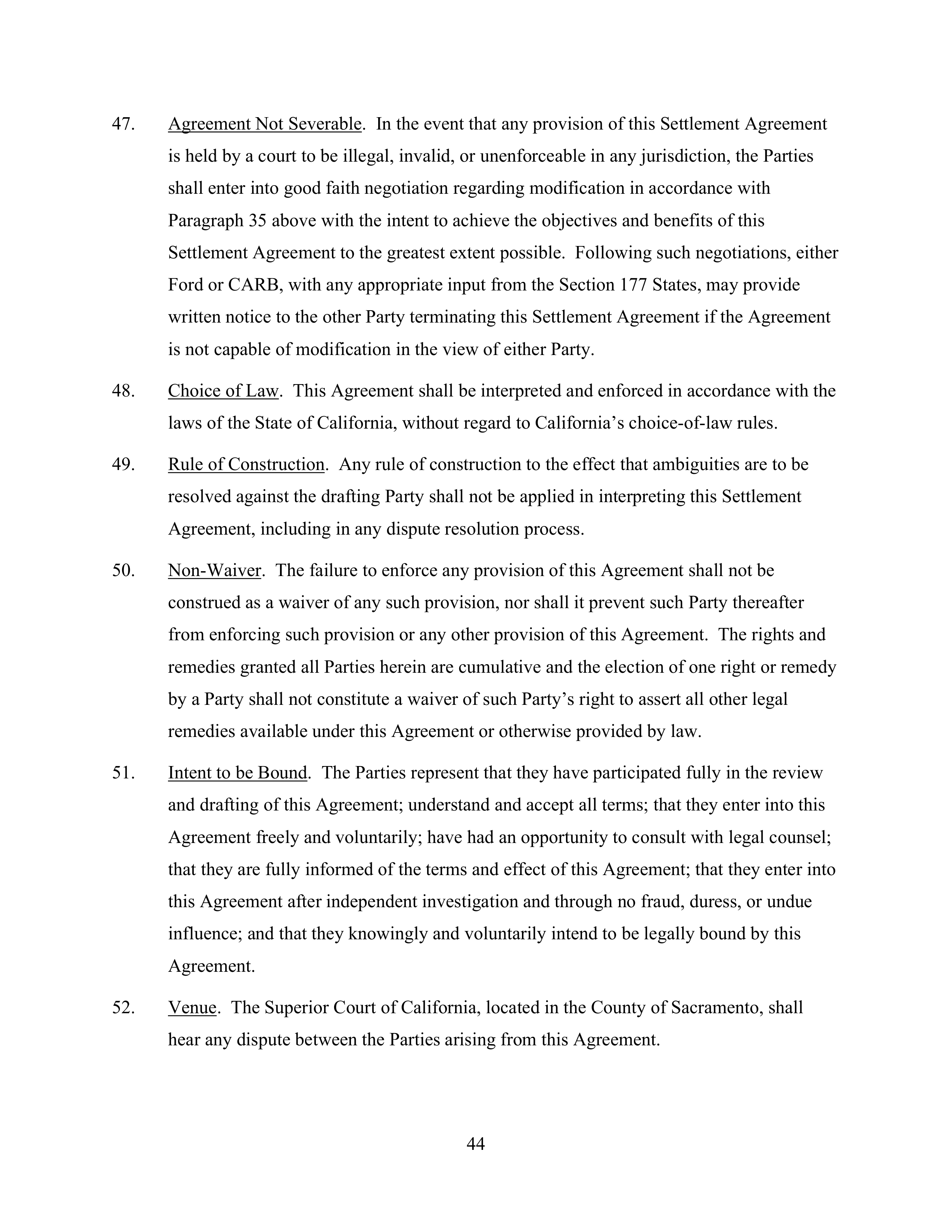 Ford Framework Agreement — page 44