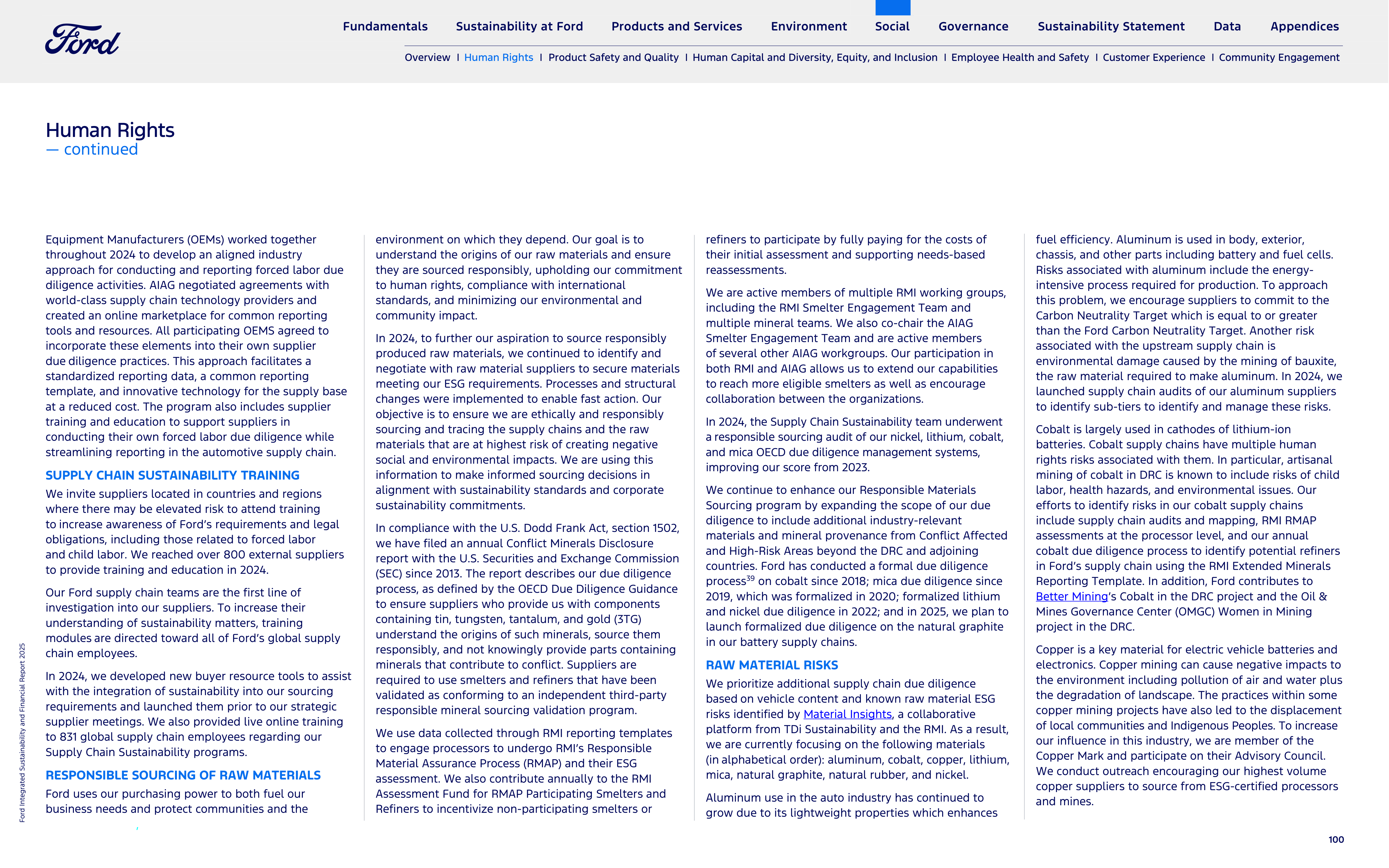 Ford Integrated Sustainability and Financial Report — page 100