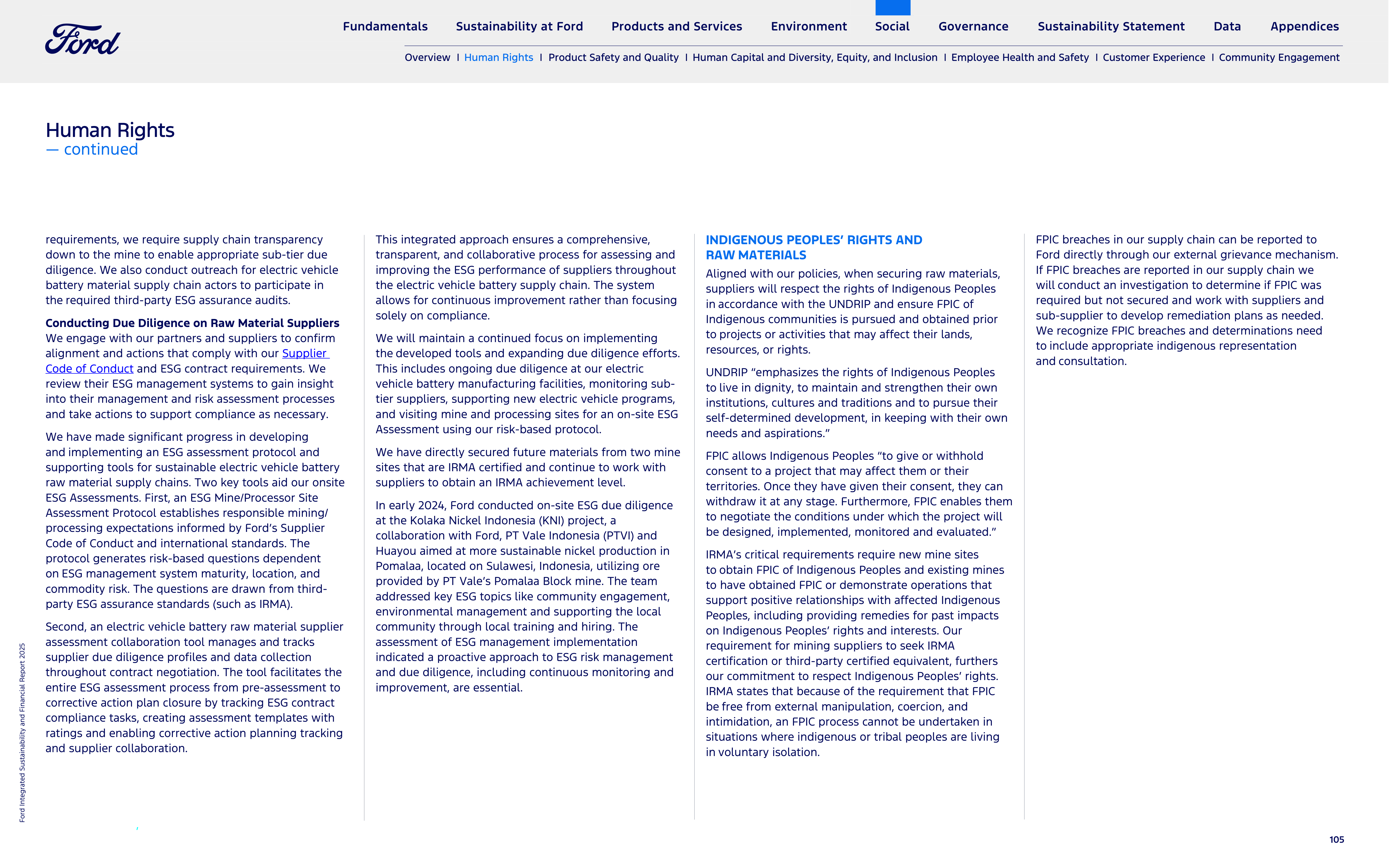 Ford Integrated Sustainability and Financial Report — page 105