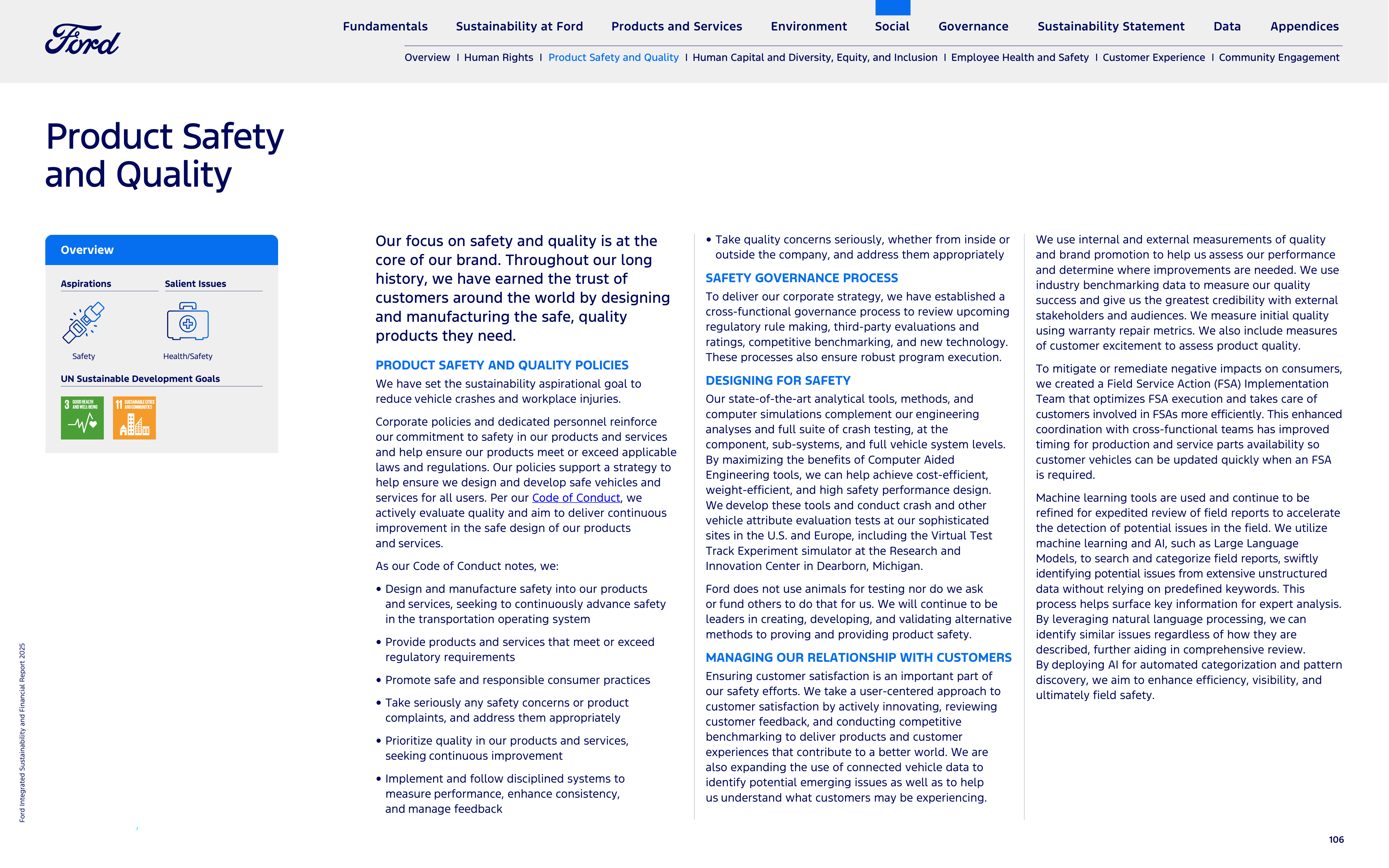 Ford Integrated Sustainability and Financial Report — page 106