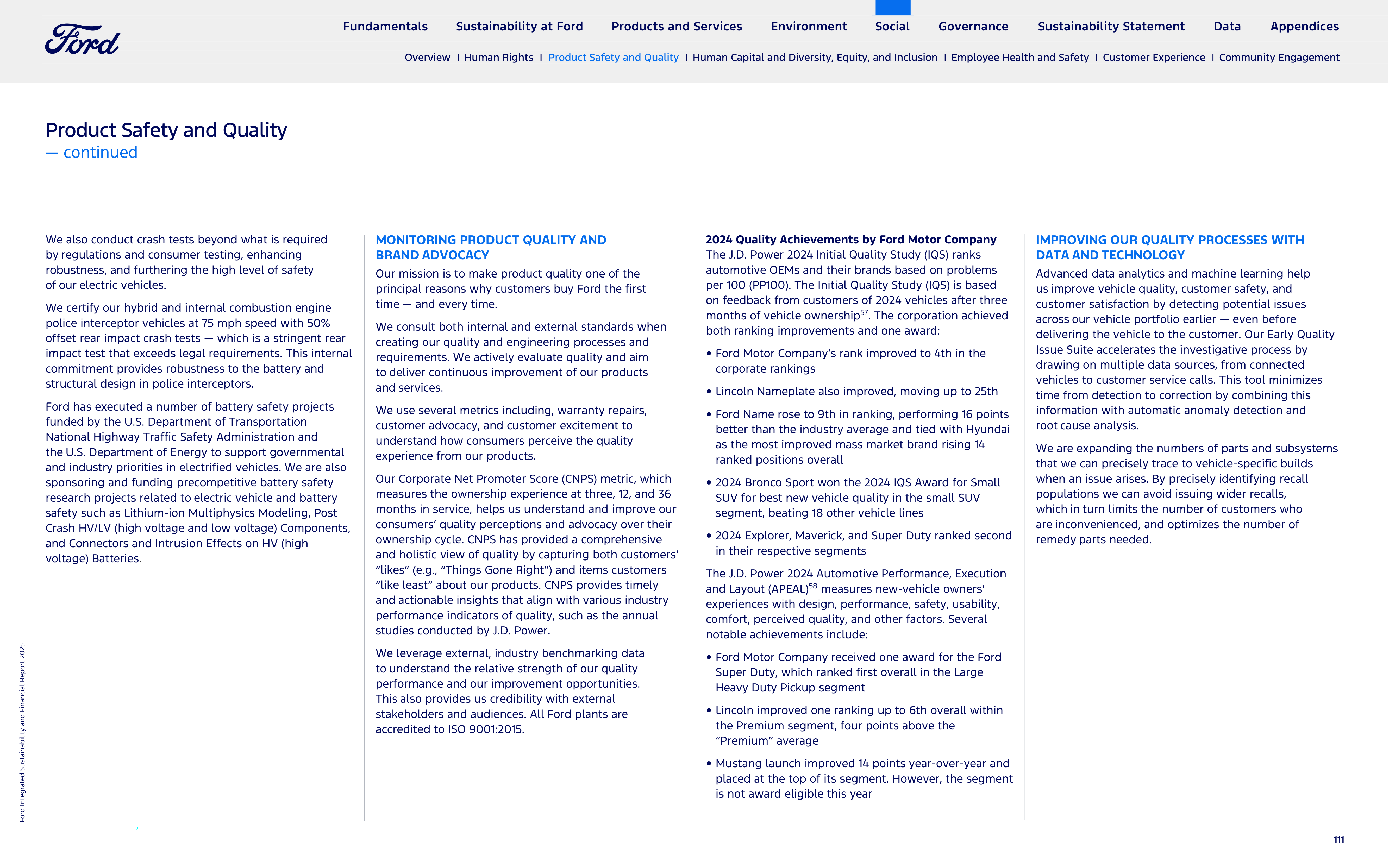 Ford Integrated Sustainability and Financial Report — page 111