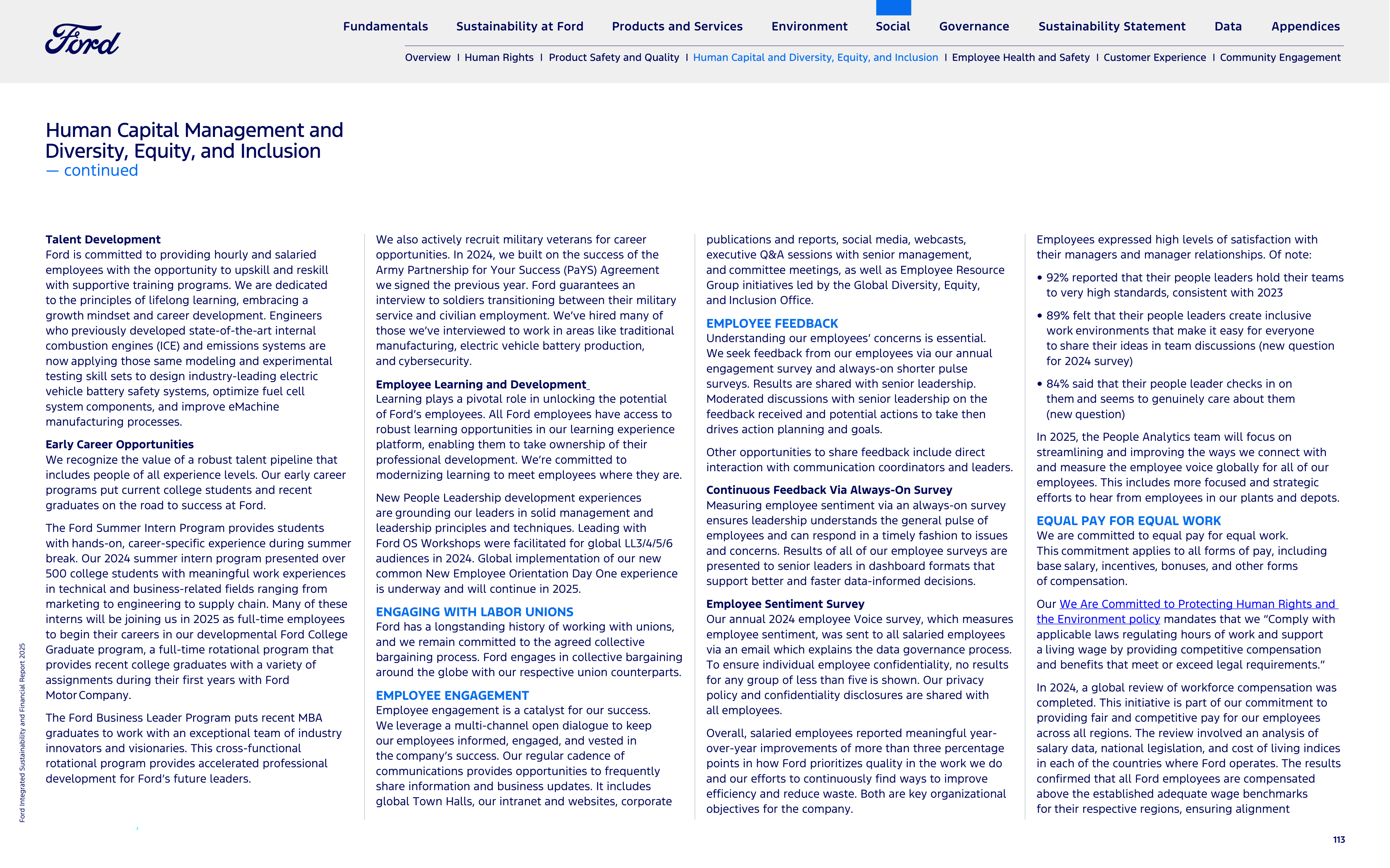 Ford Integrated Sustainability and Financial Report — page 113