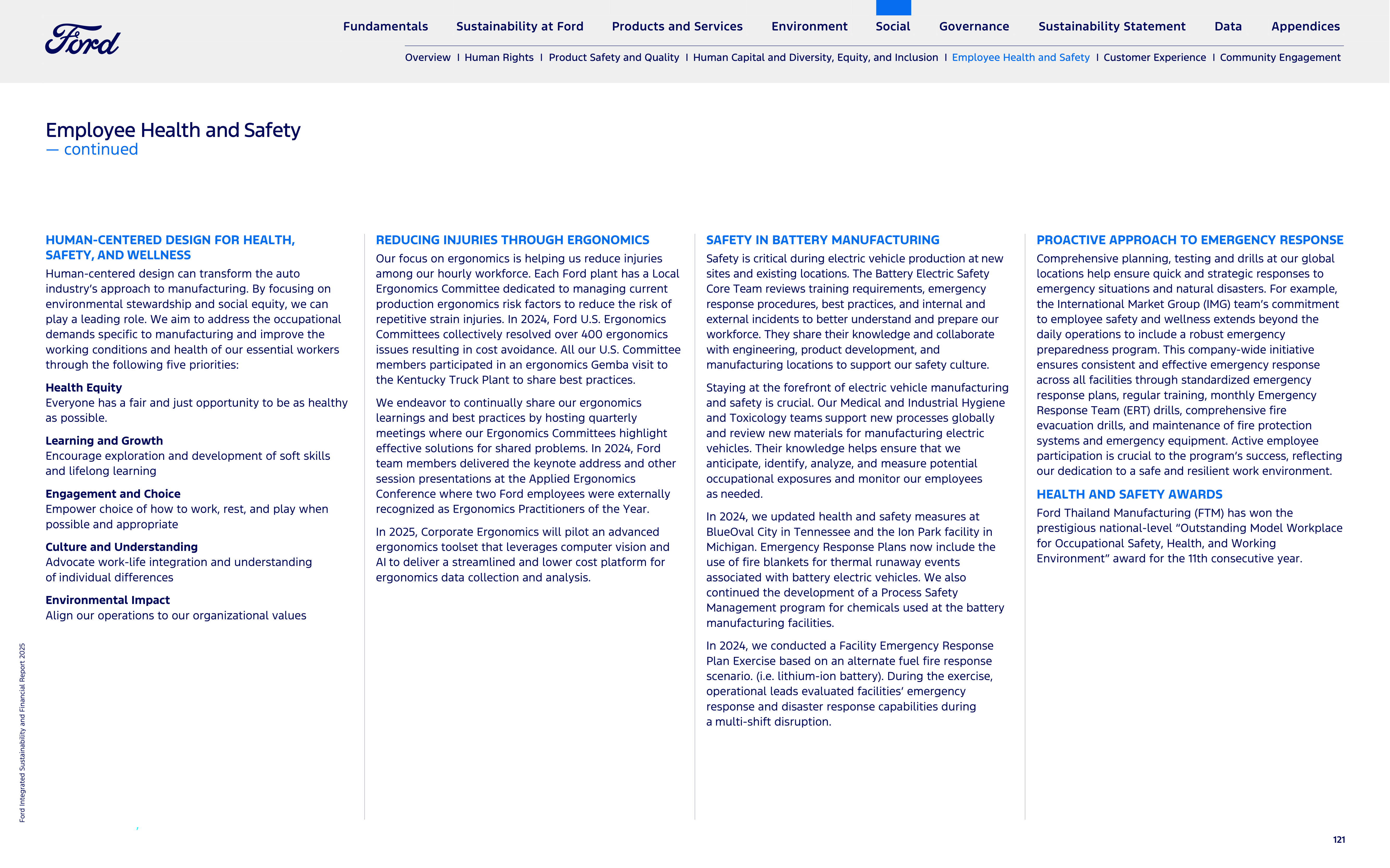 Ford Integrated Sustainability and Financial Report — page 121