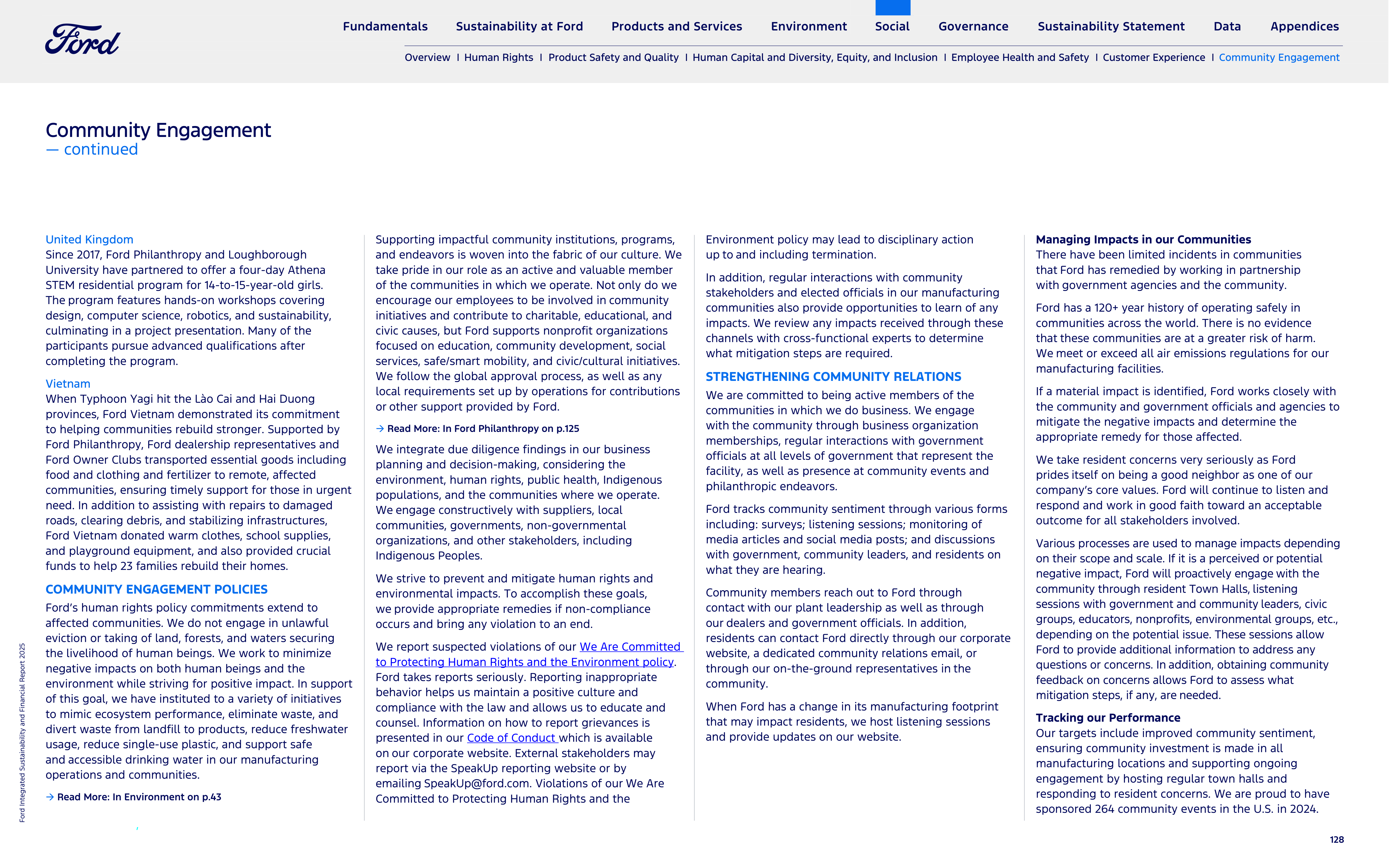 Ford Integrated Sustainability and Financial Report — page 128