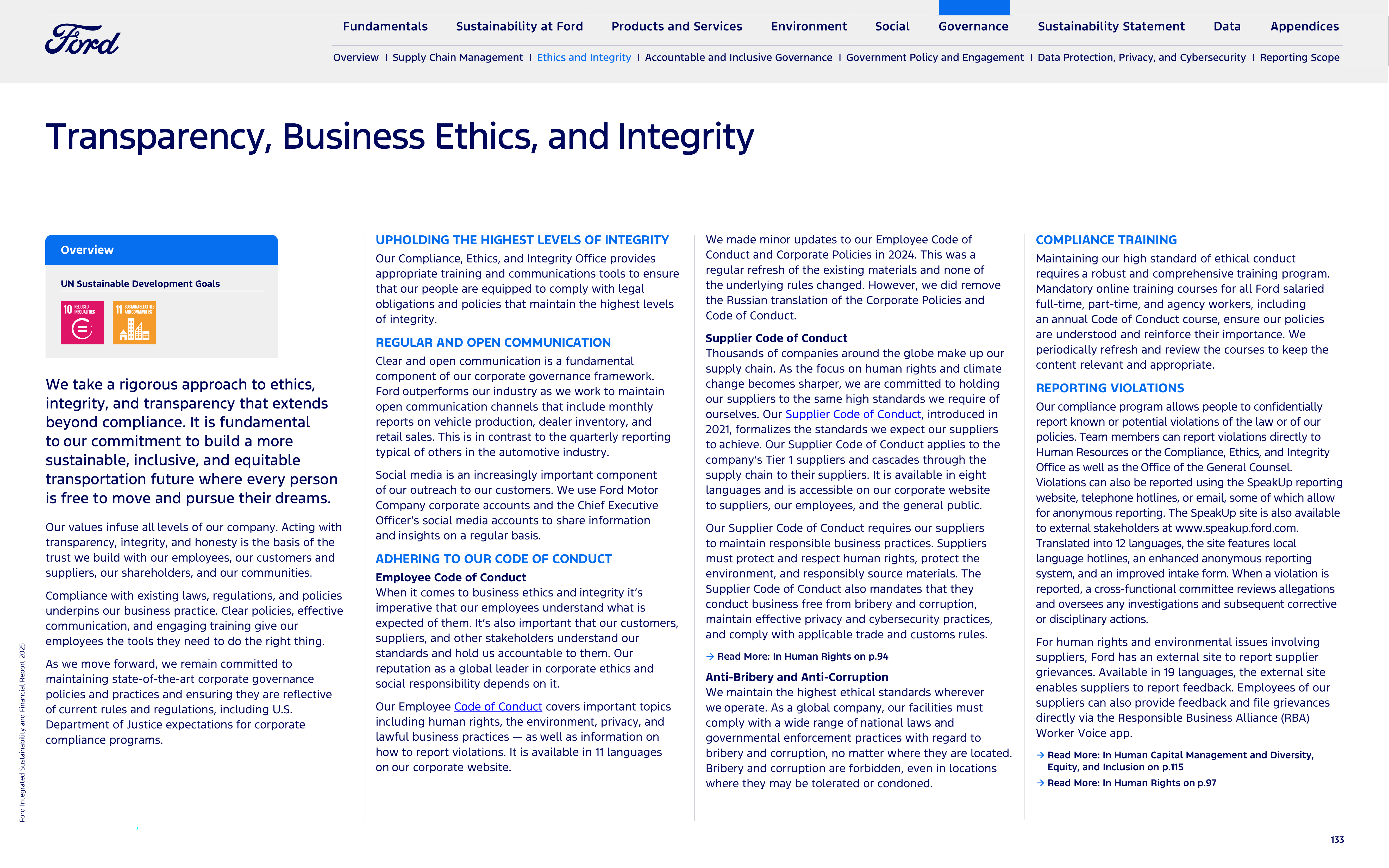 Ford Integrated Sustainability and Financial Report — page 133