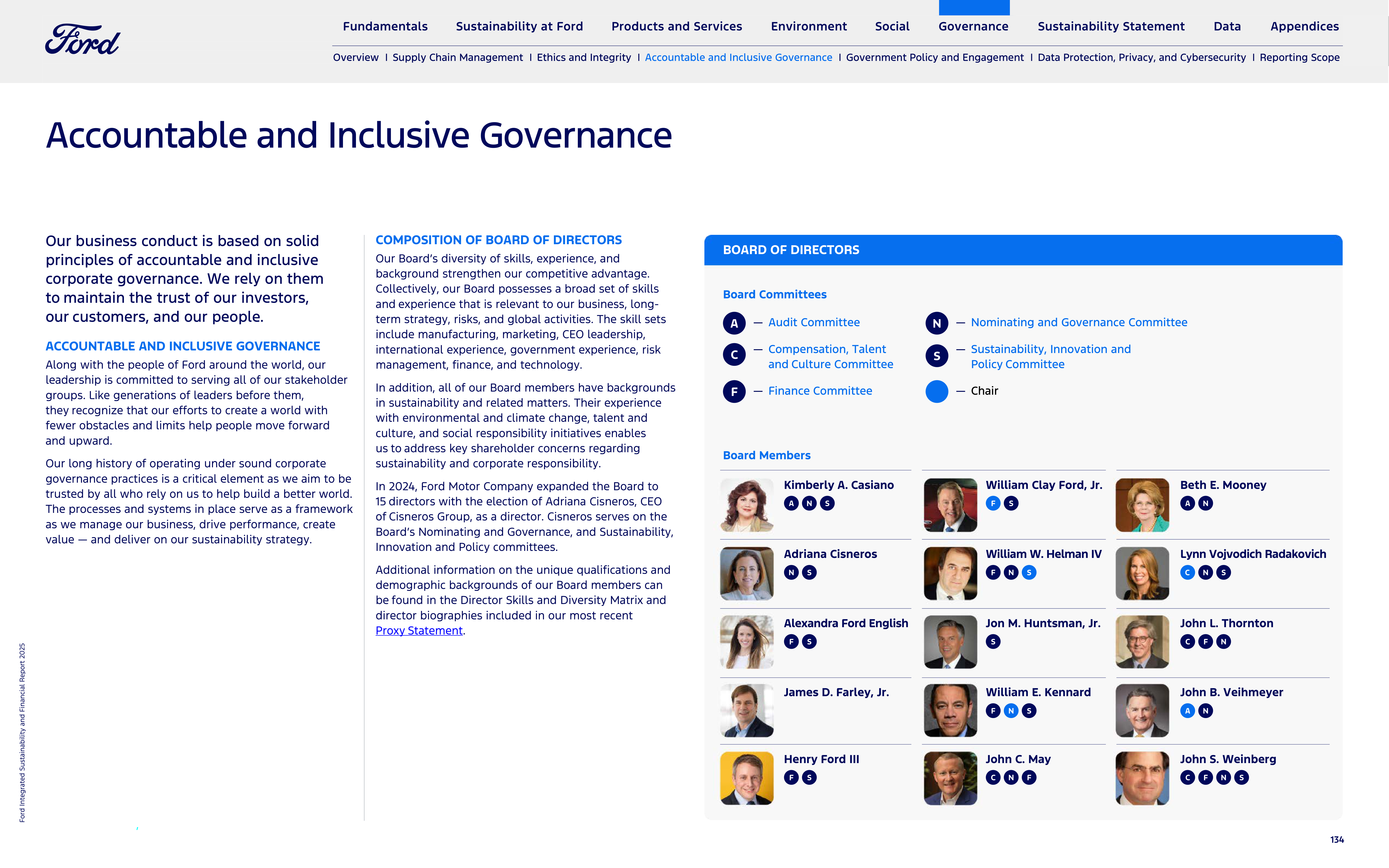 Ford Integrated Sustainability and Financial Report — page 134