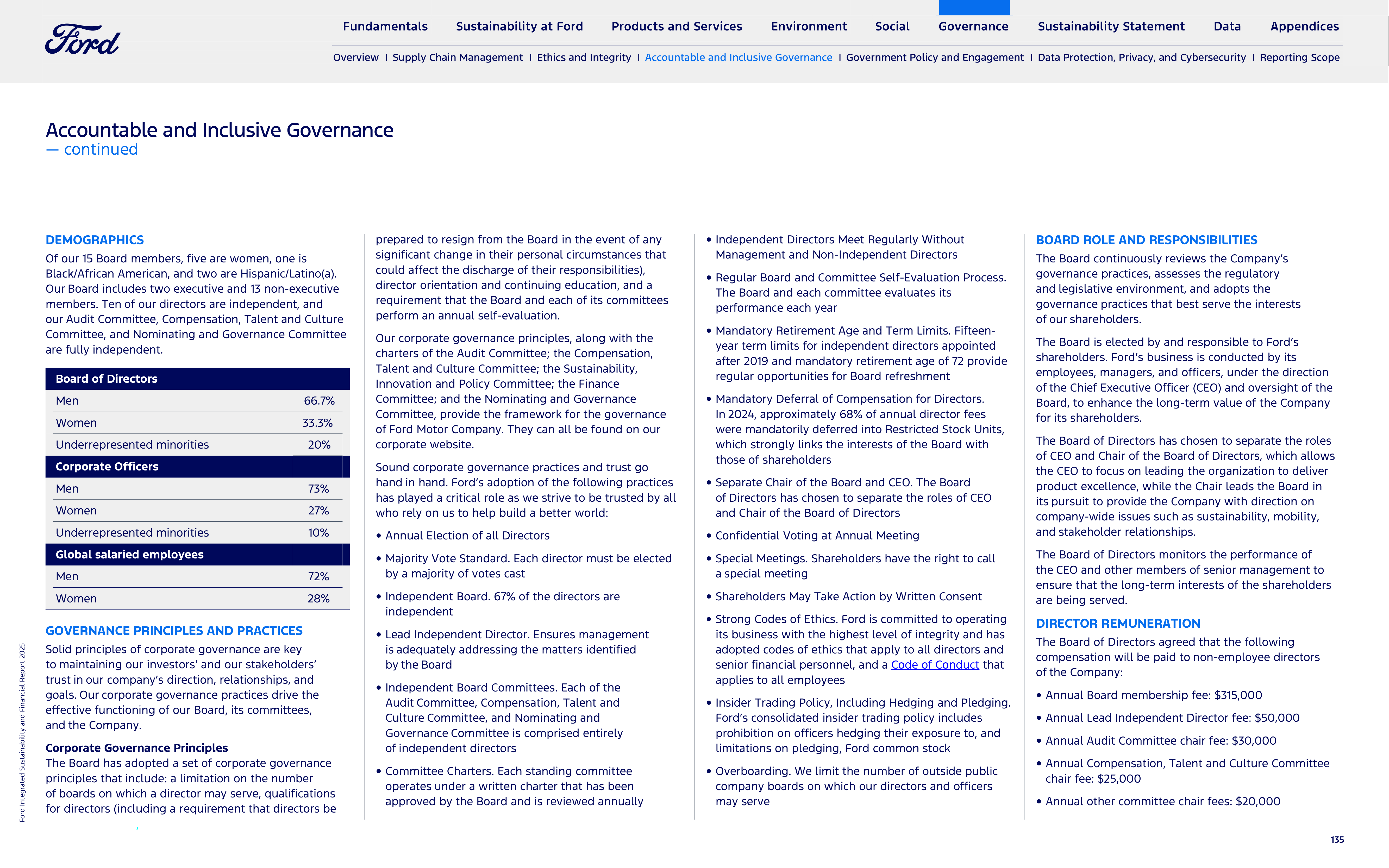Ford Integrated Sustainability and Financial Report — page 135