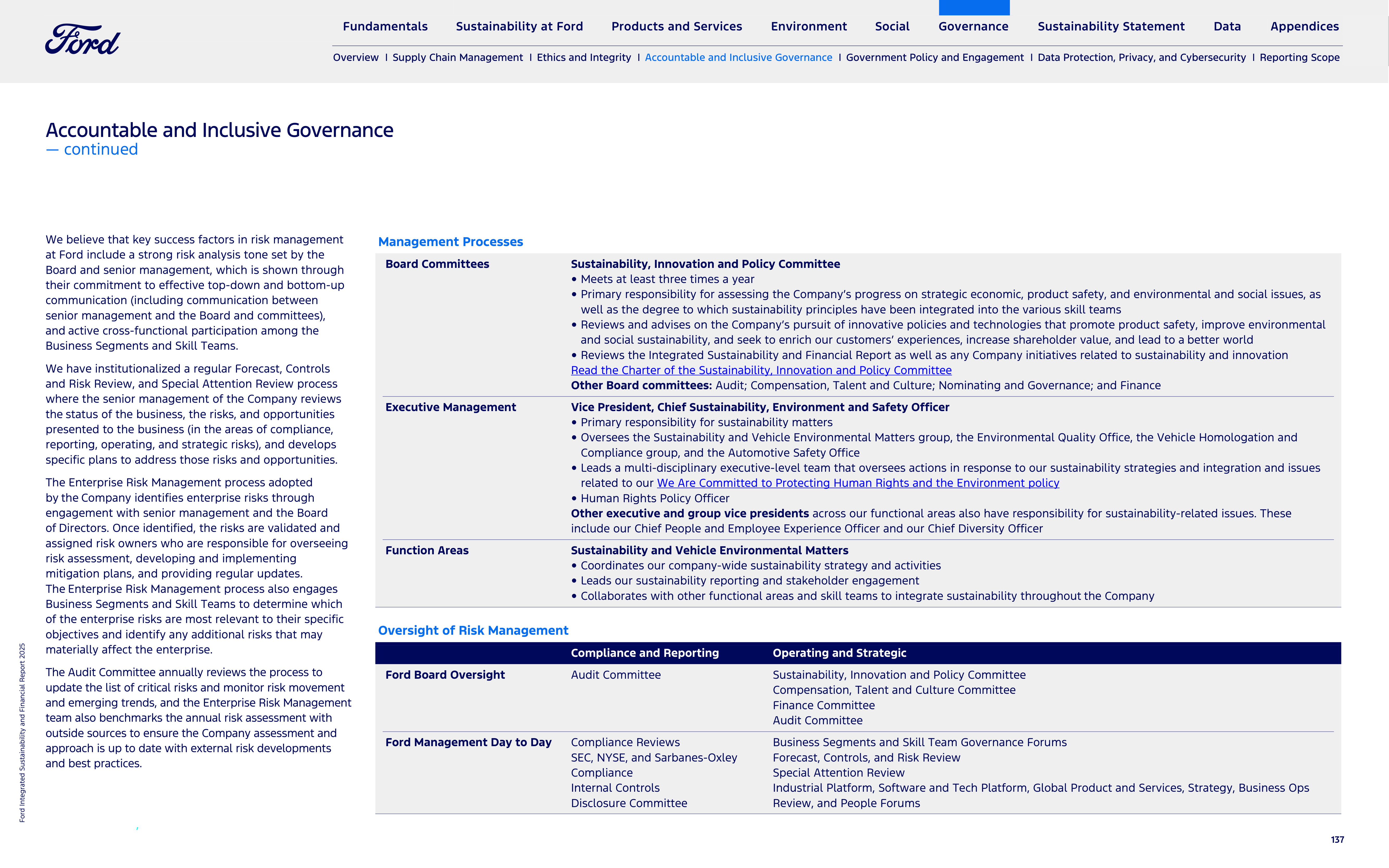 Ford Integrated Sustainability and Financial Report — page 137