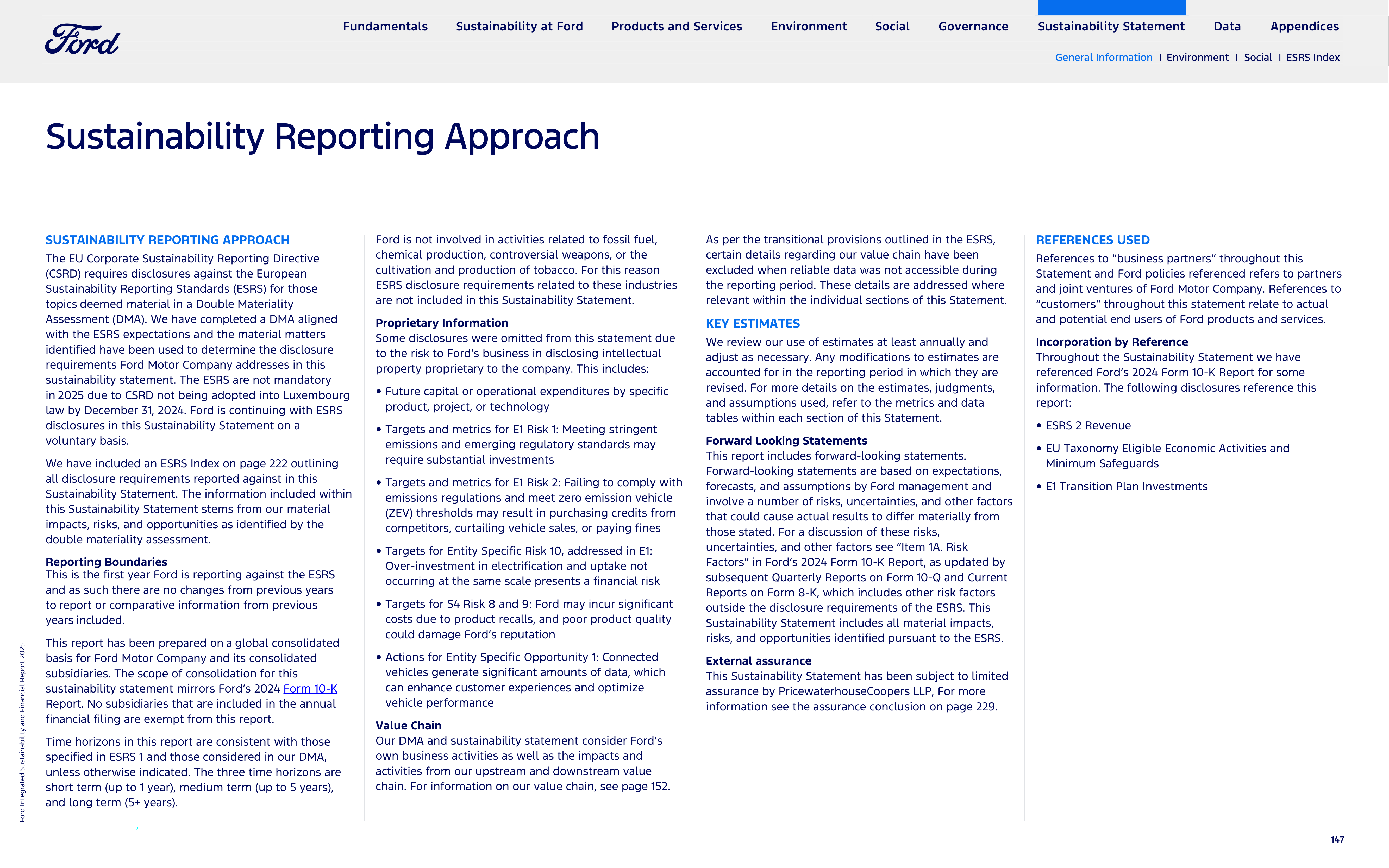 Ford Integrated Sustainability and Financial Report — page 147