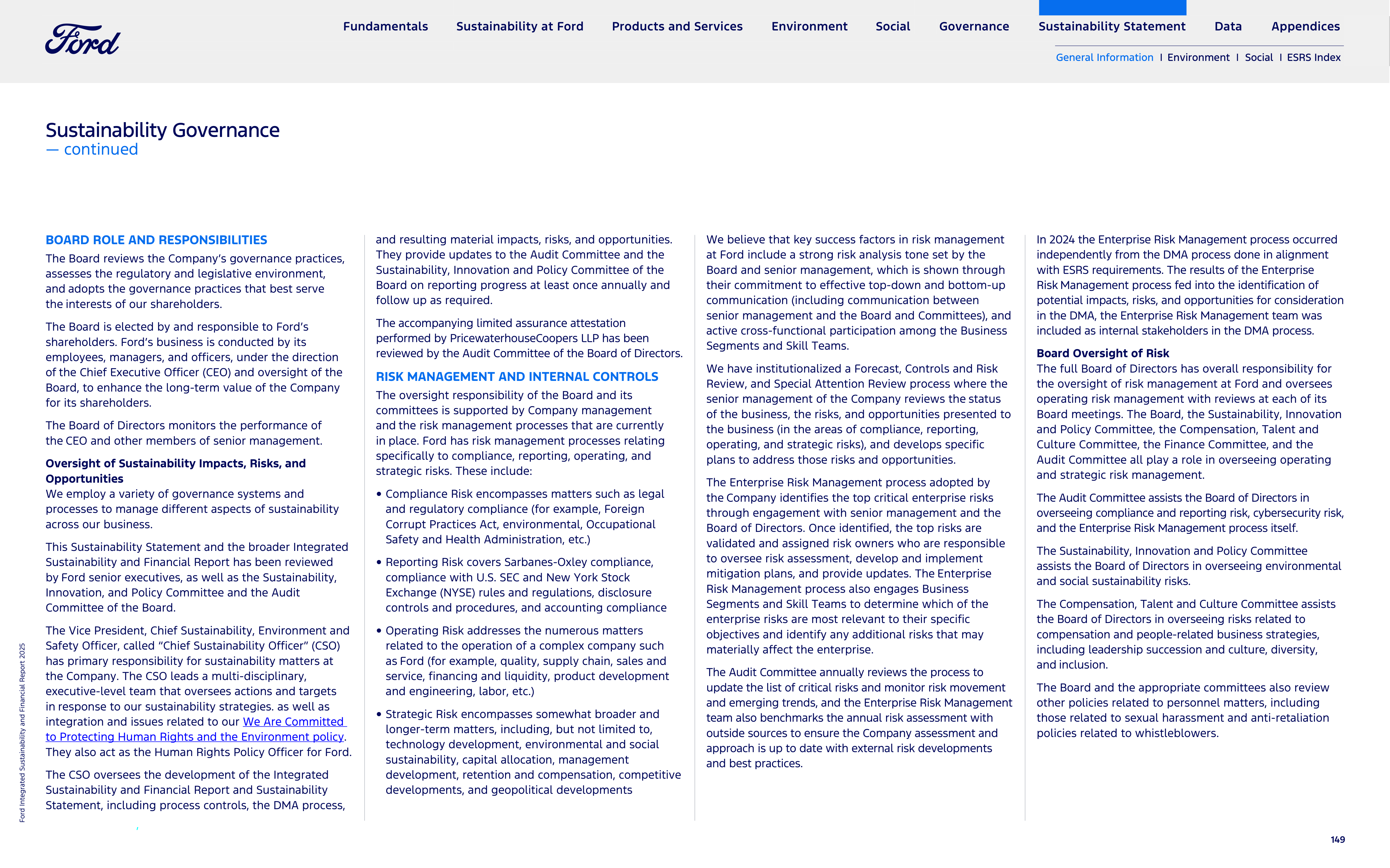 Ford Integrated Sustainability and Financial Report — page 149