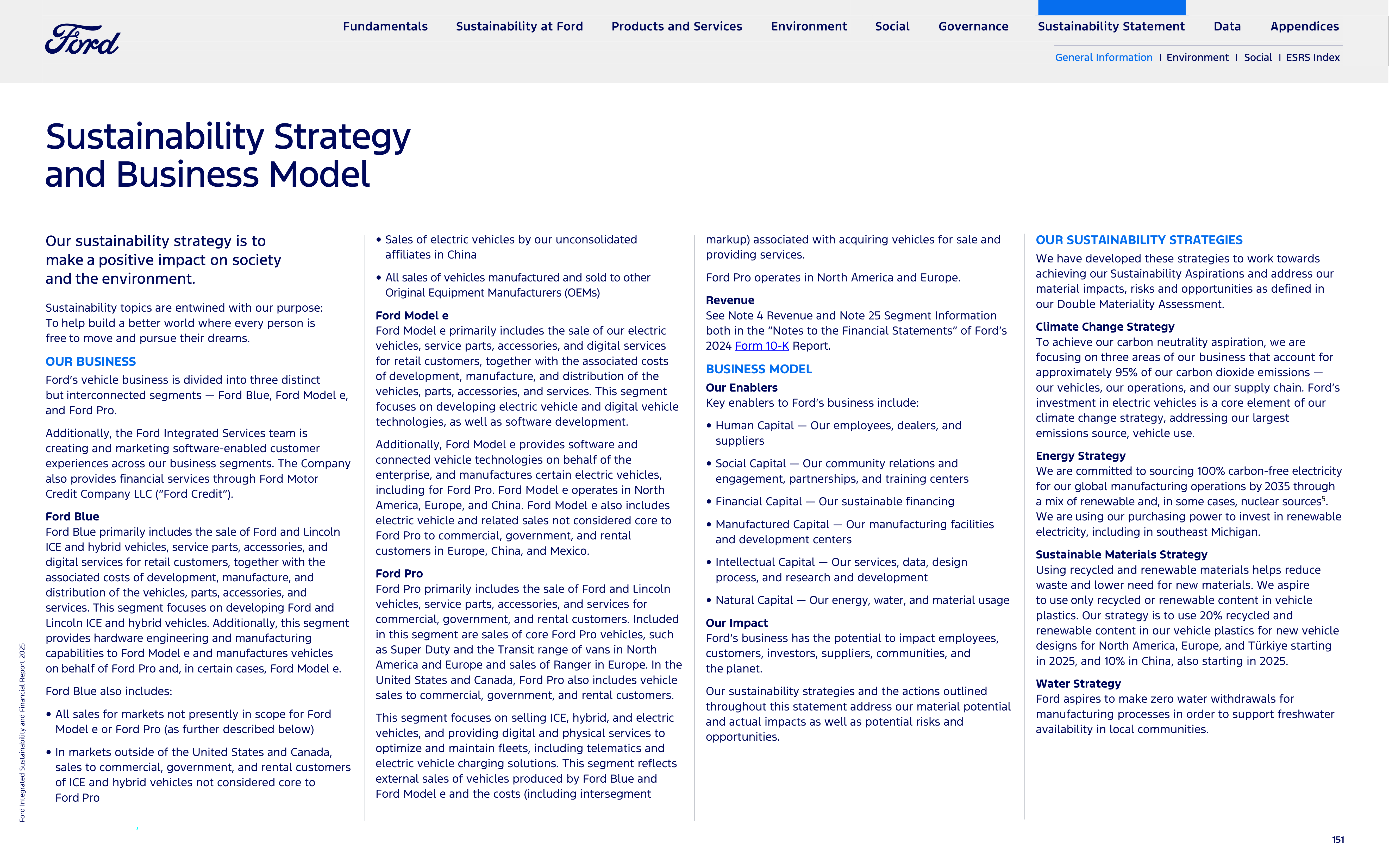 Ford Integrated Sustainability and Financial Report — page 151