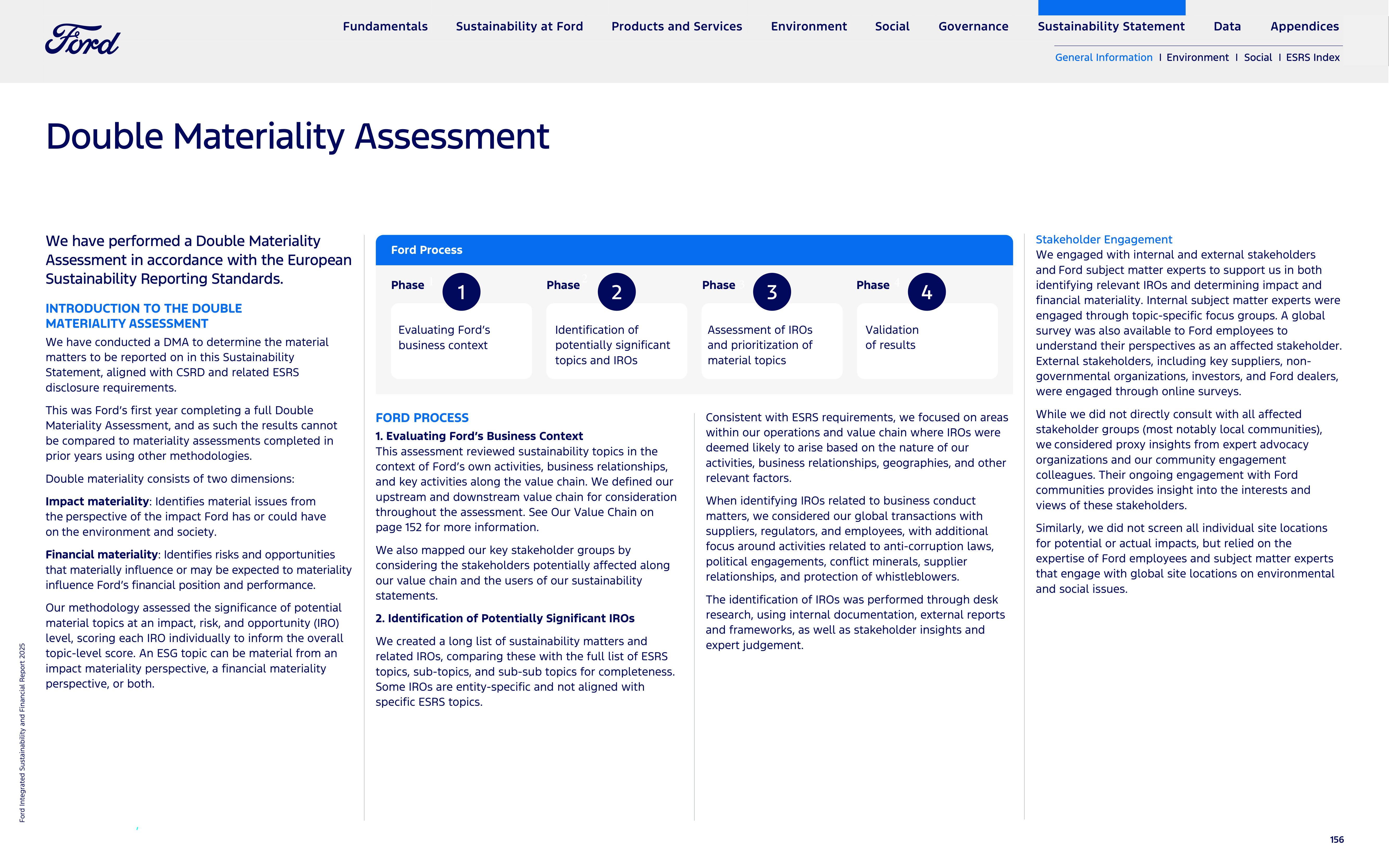 Ford Integrated Sustainability and Financial Report — page 156