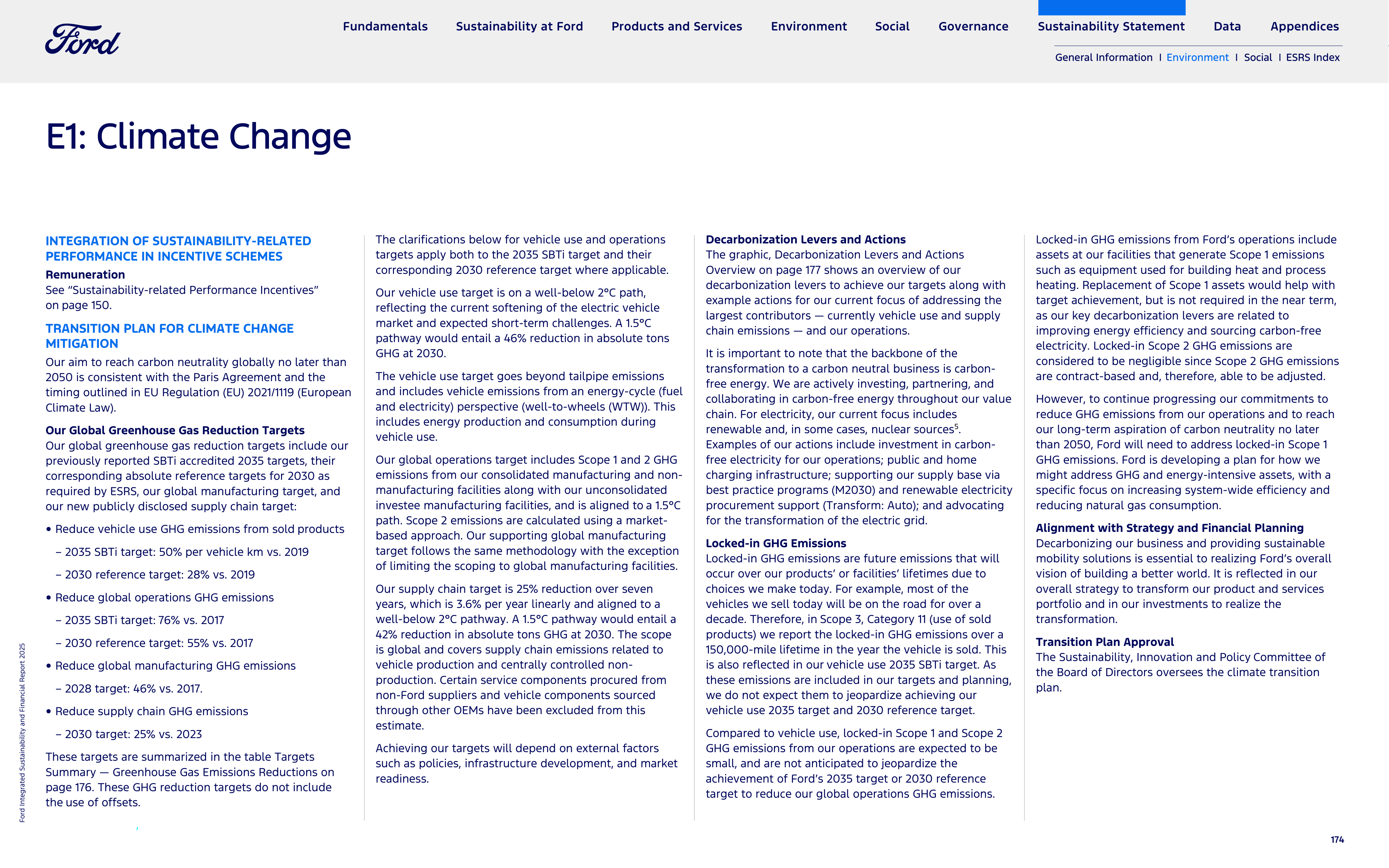 Ford Integrated Sustainability and Financial Report — page 174