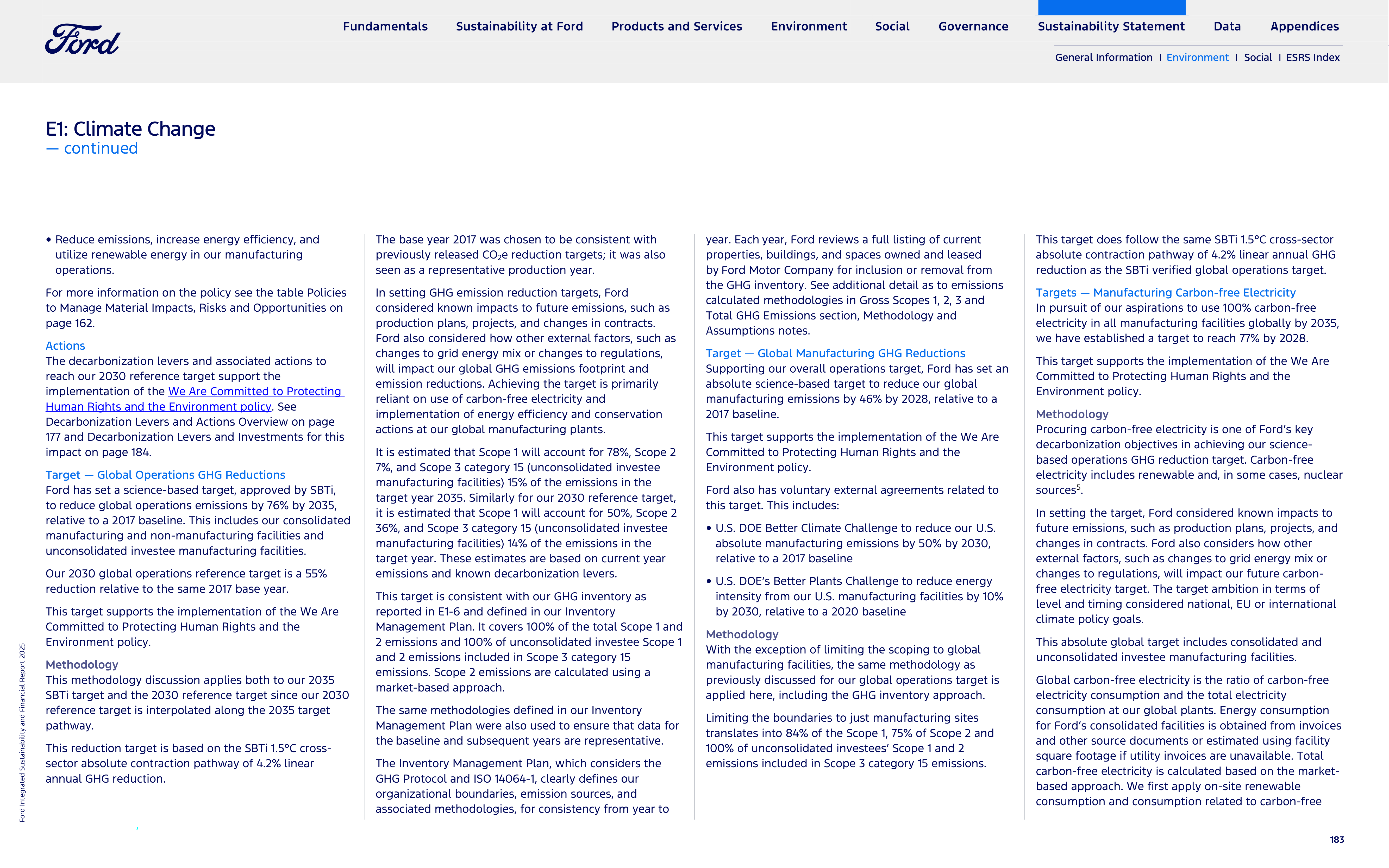Ford Integrated Sustainability and Financial Report — page 183