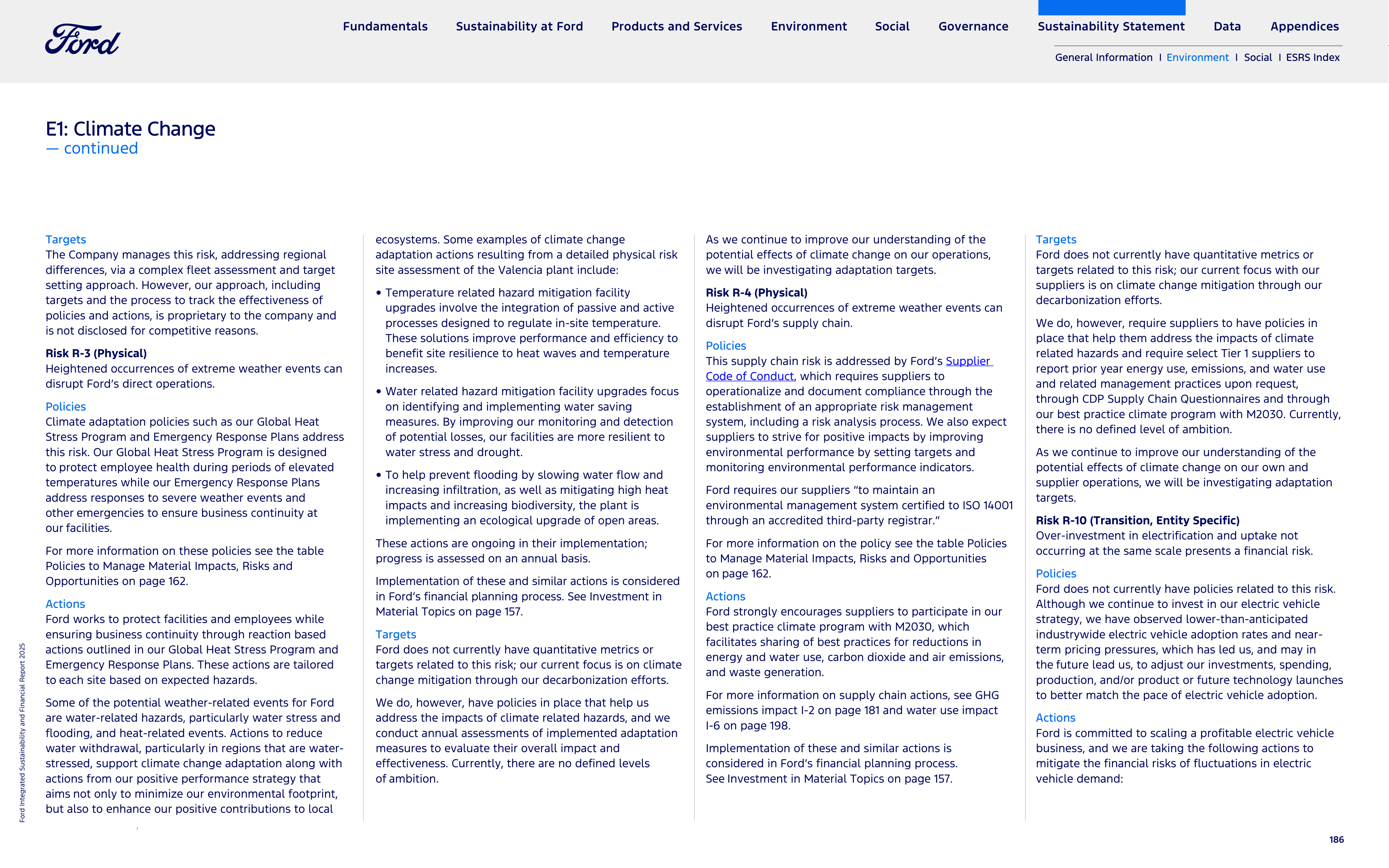 Ford Integrated Sustainability and Financial Report — page 186