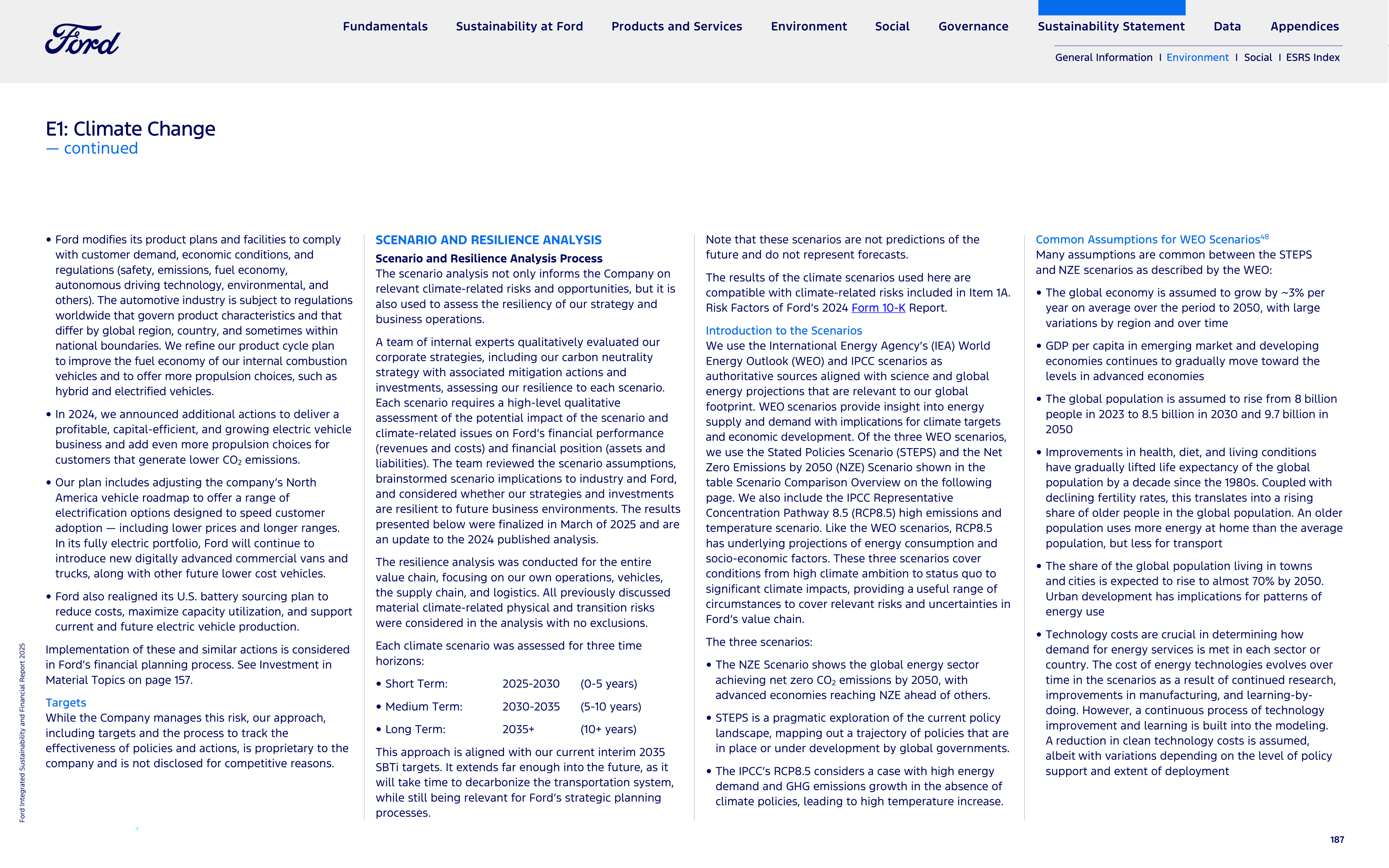 Ford Integrated Sustainability and Financial Report — page 187