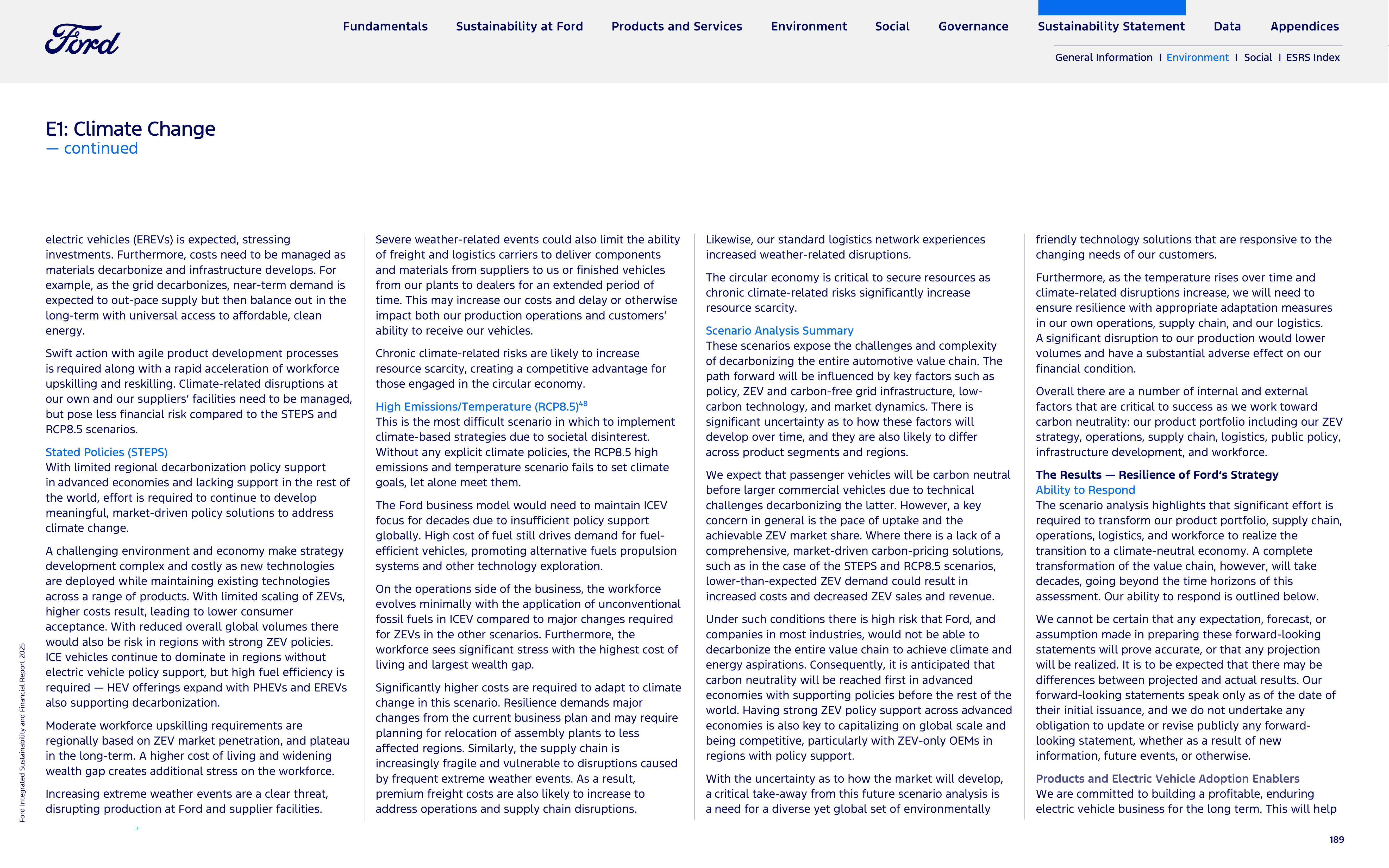 Ford Integrated Sustainability and Financial Report — page 189