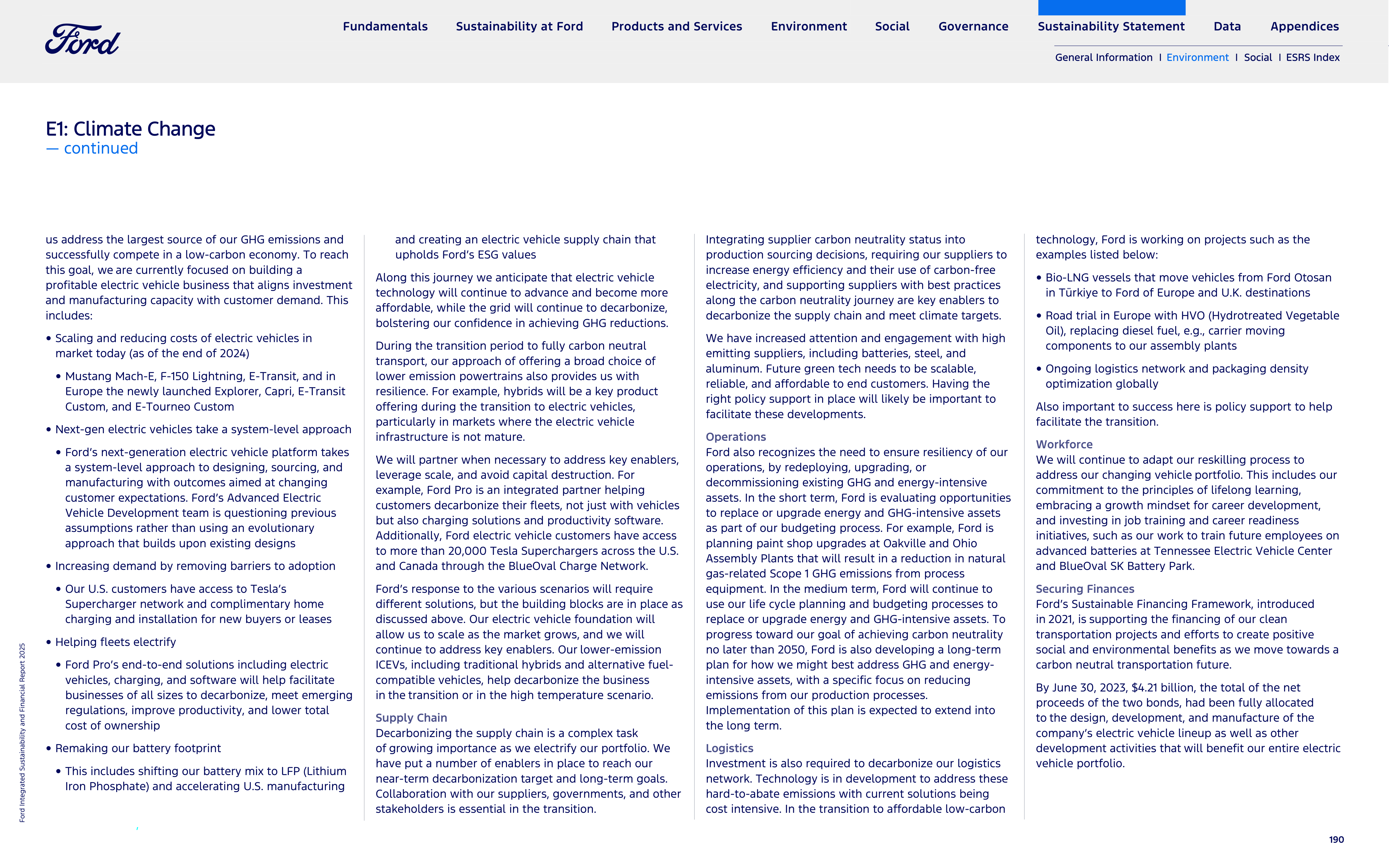 Ford Integrated Sustainability and Financial Report — page 190