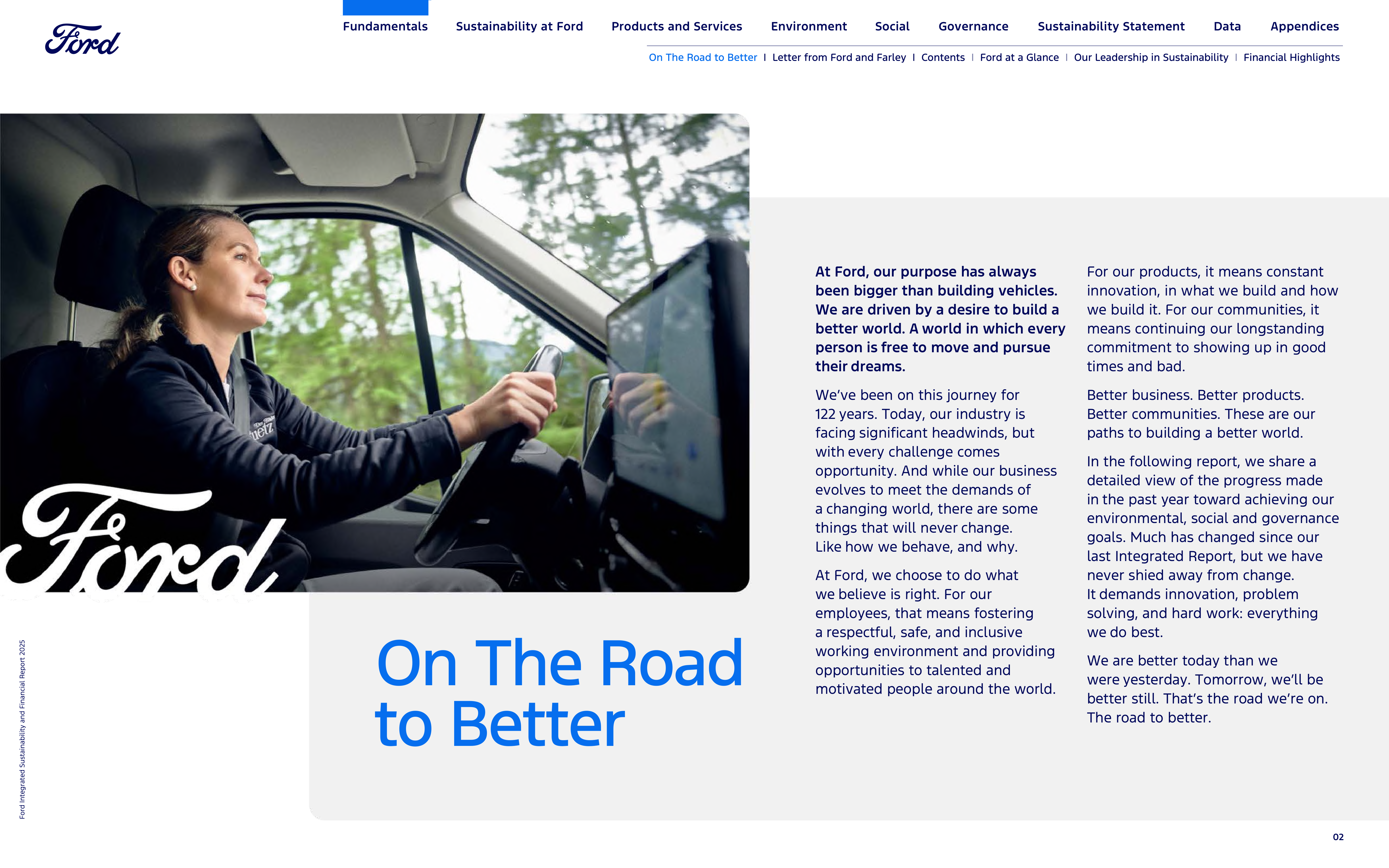 Ford Integrated Sustainability and Financial Report — page 2