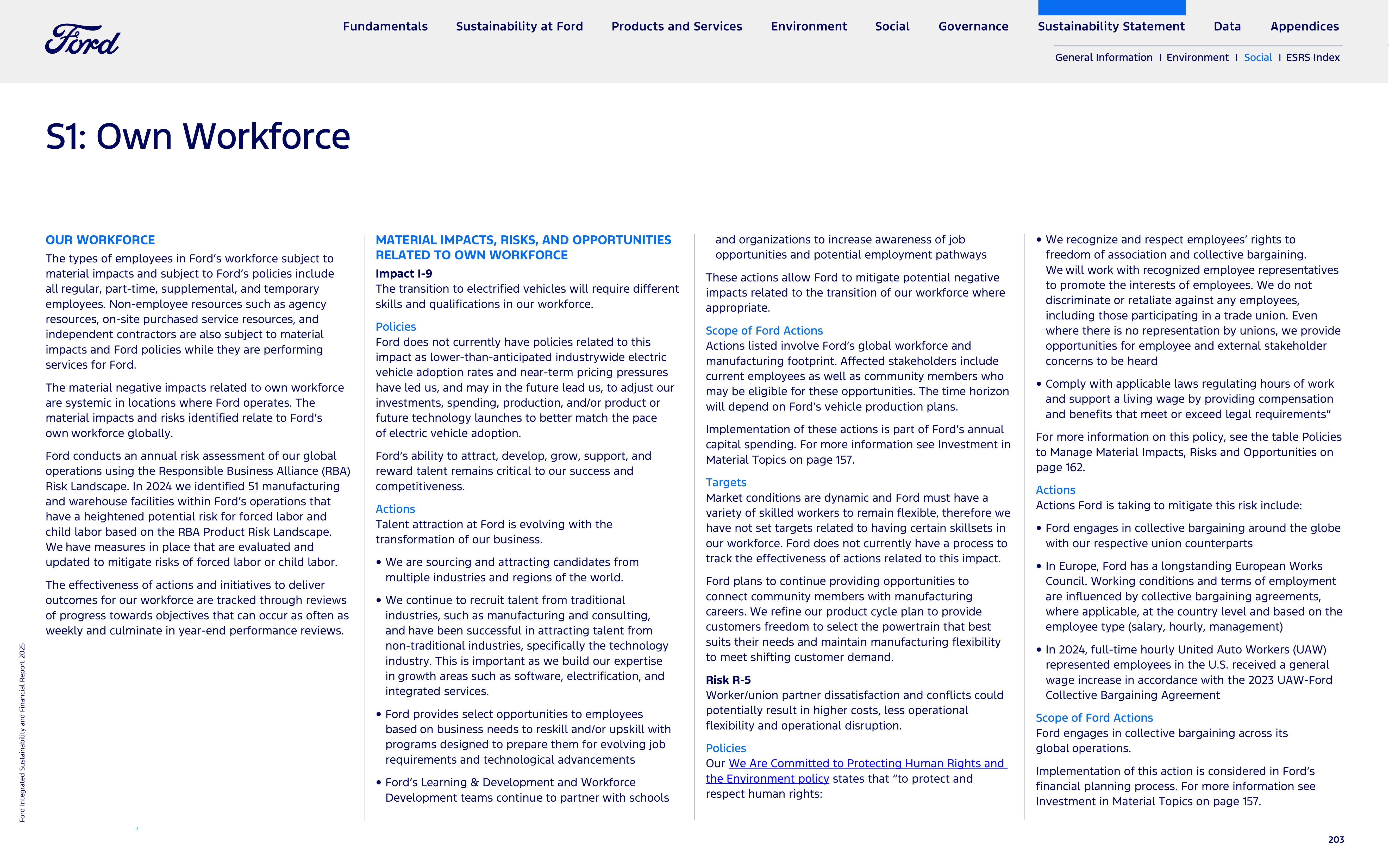 Ford Integrated Sustainability and Financial Report — page 203