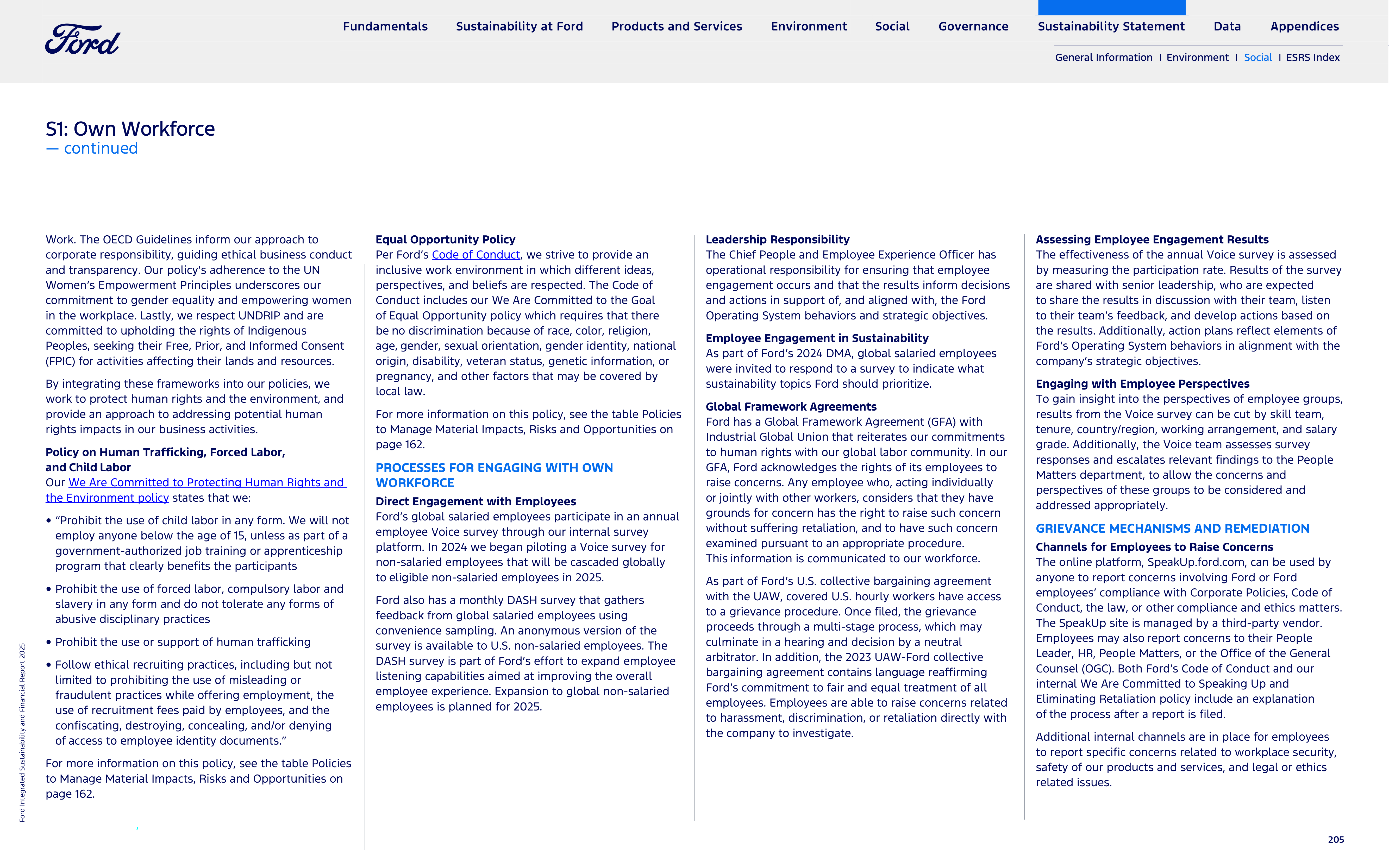 Ford Integrated Sustainability and Financial Report — page 205