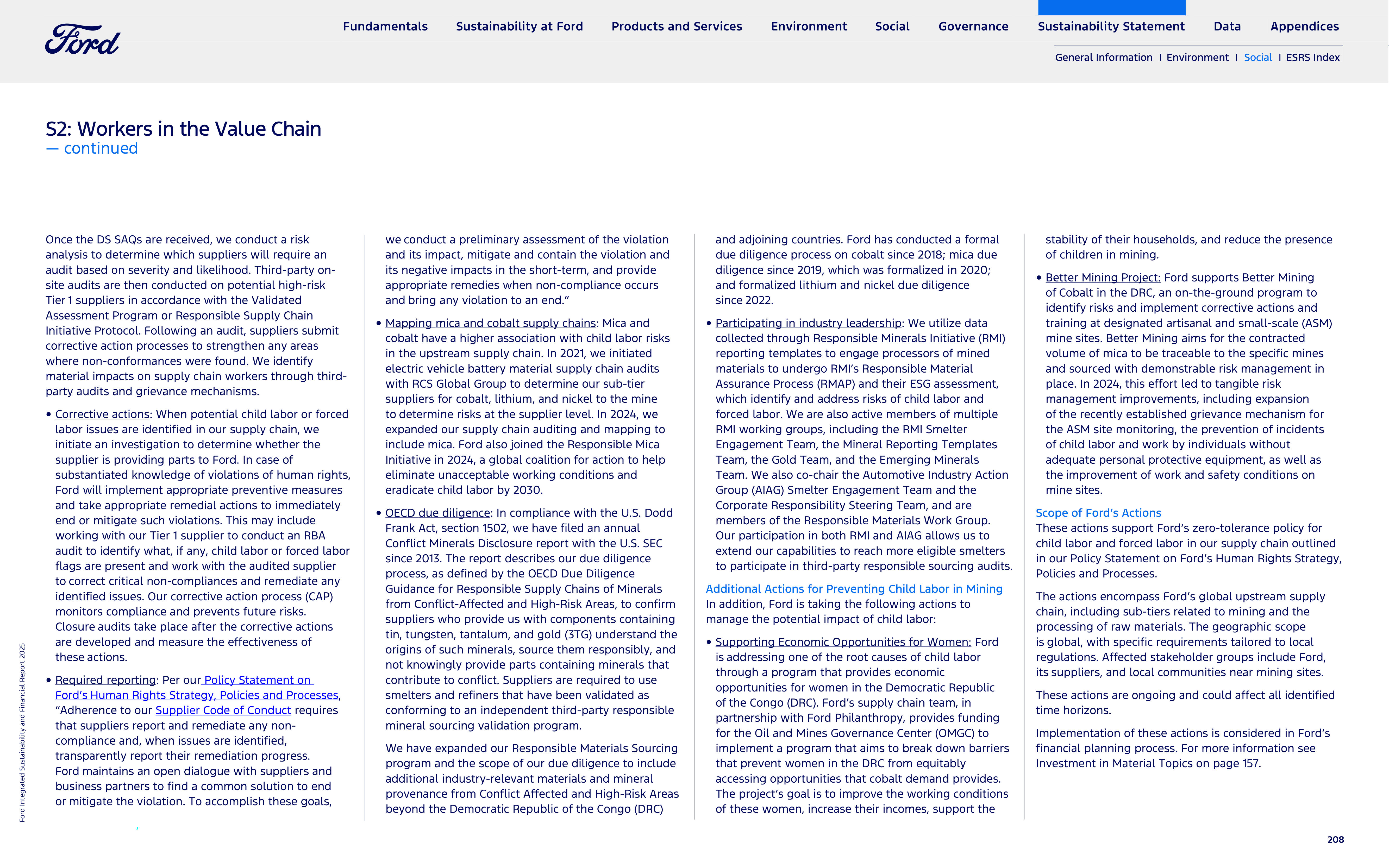 Ford Integrated Sustainability and Financial Report — page 208