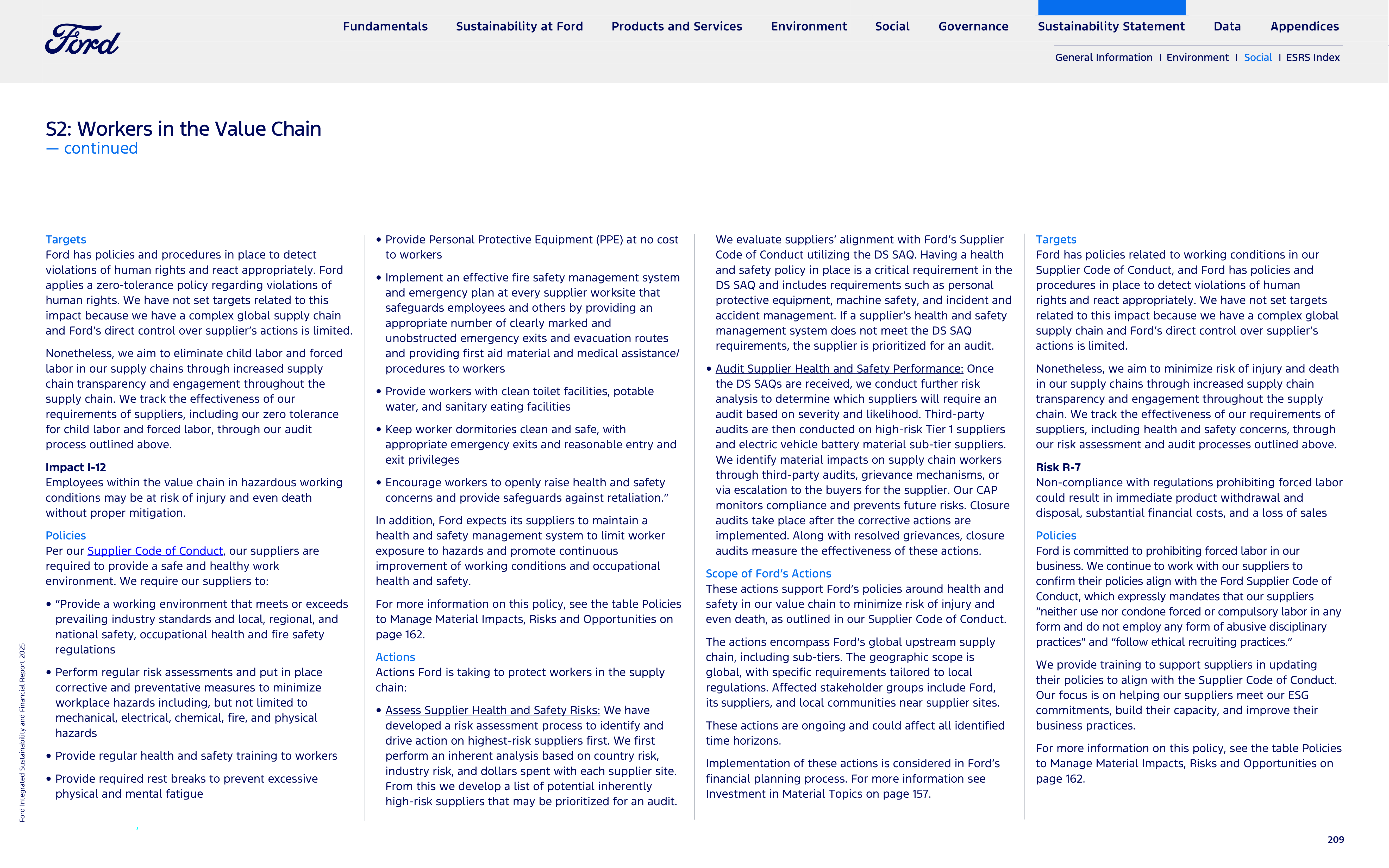Ford Integrated Sustainability and Financial Report — page 209