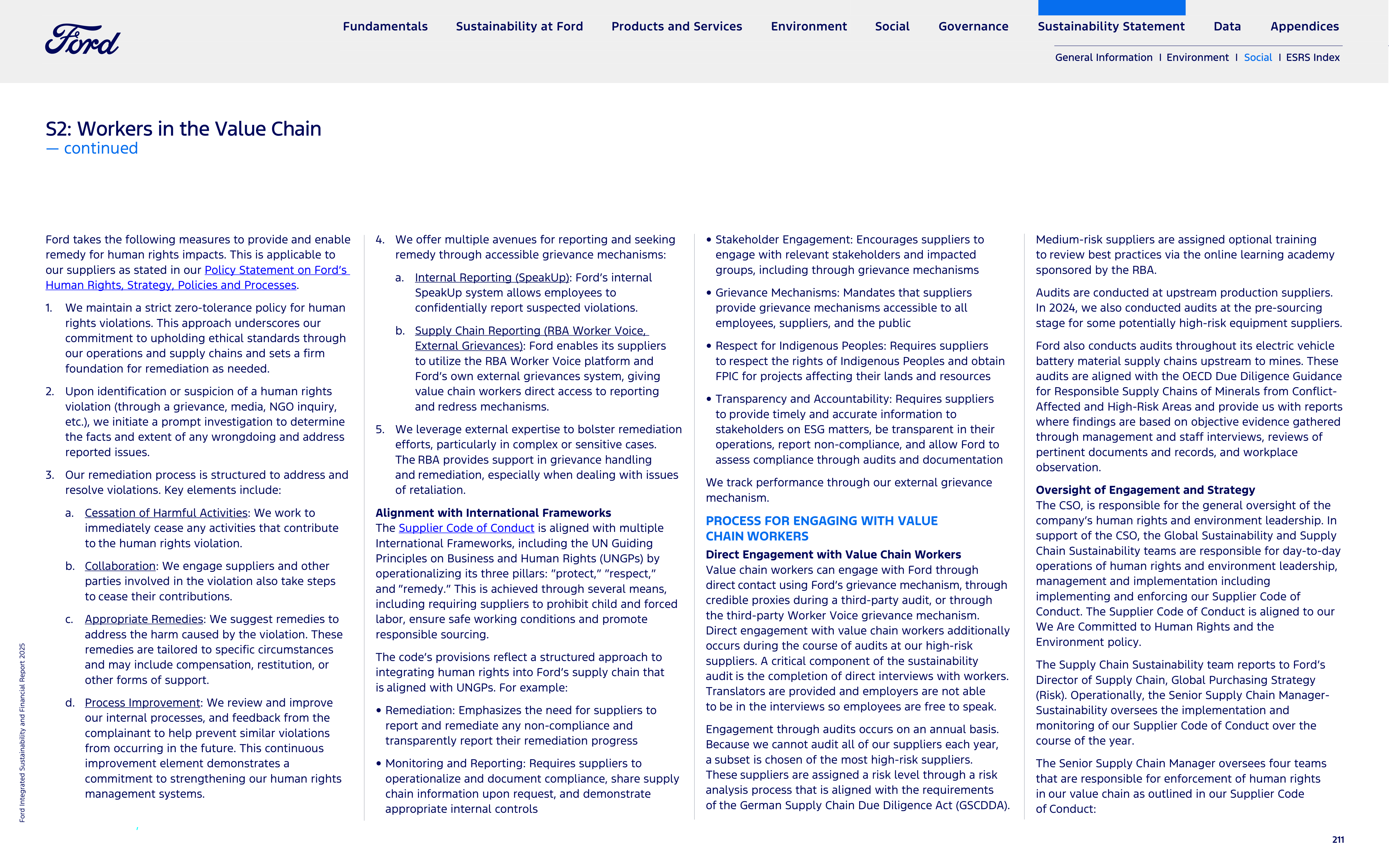 Ford Integrated Sustainability and Financial Report — page 211