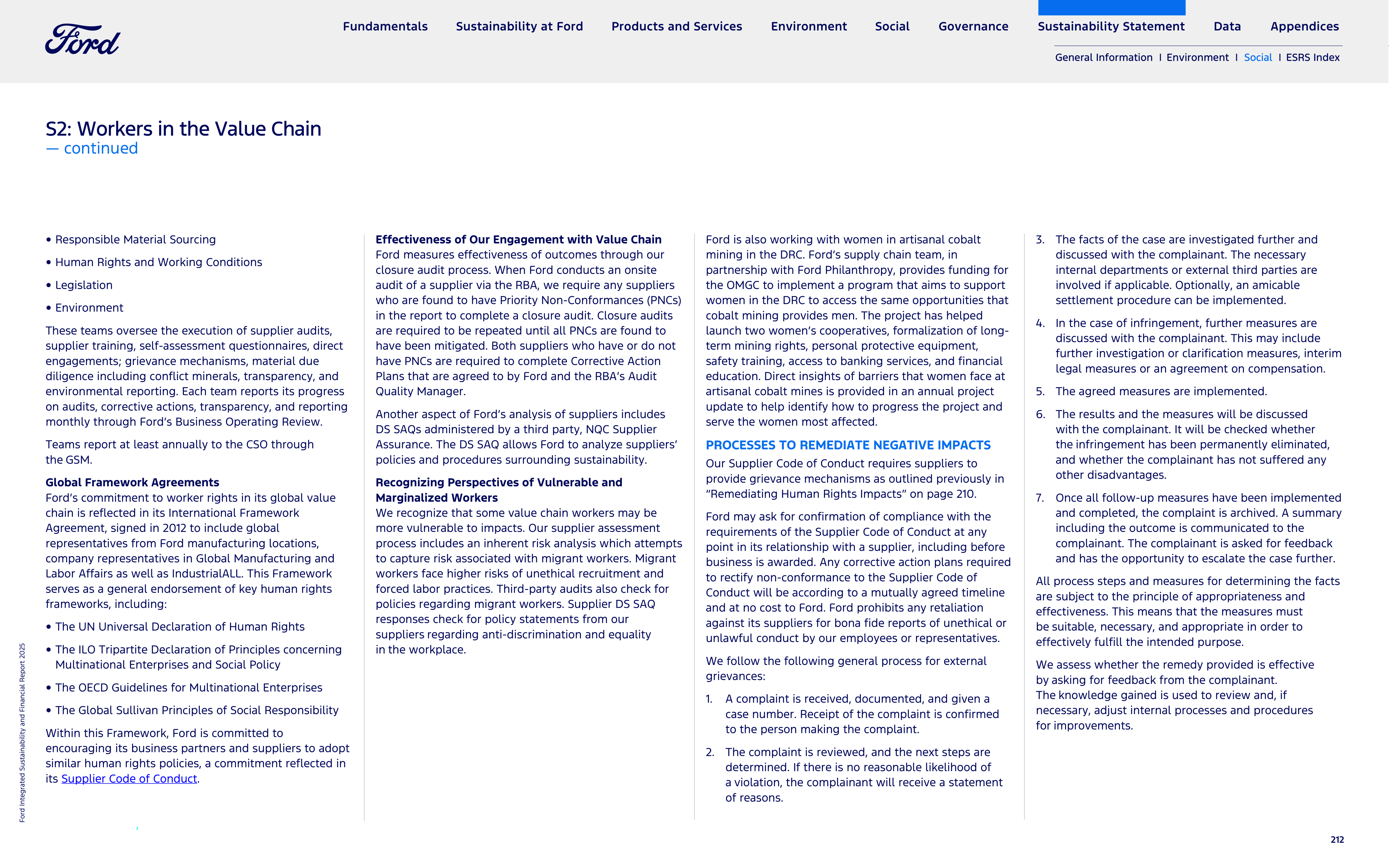 Ford Integrated Sustainability and Financial Report — page 212