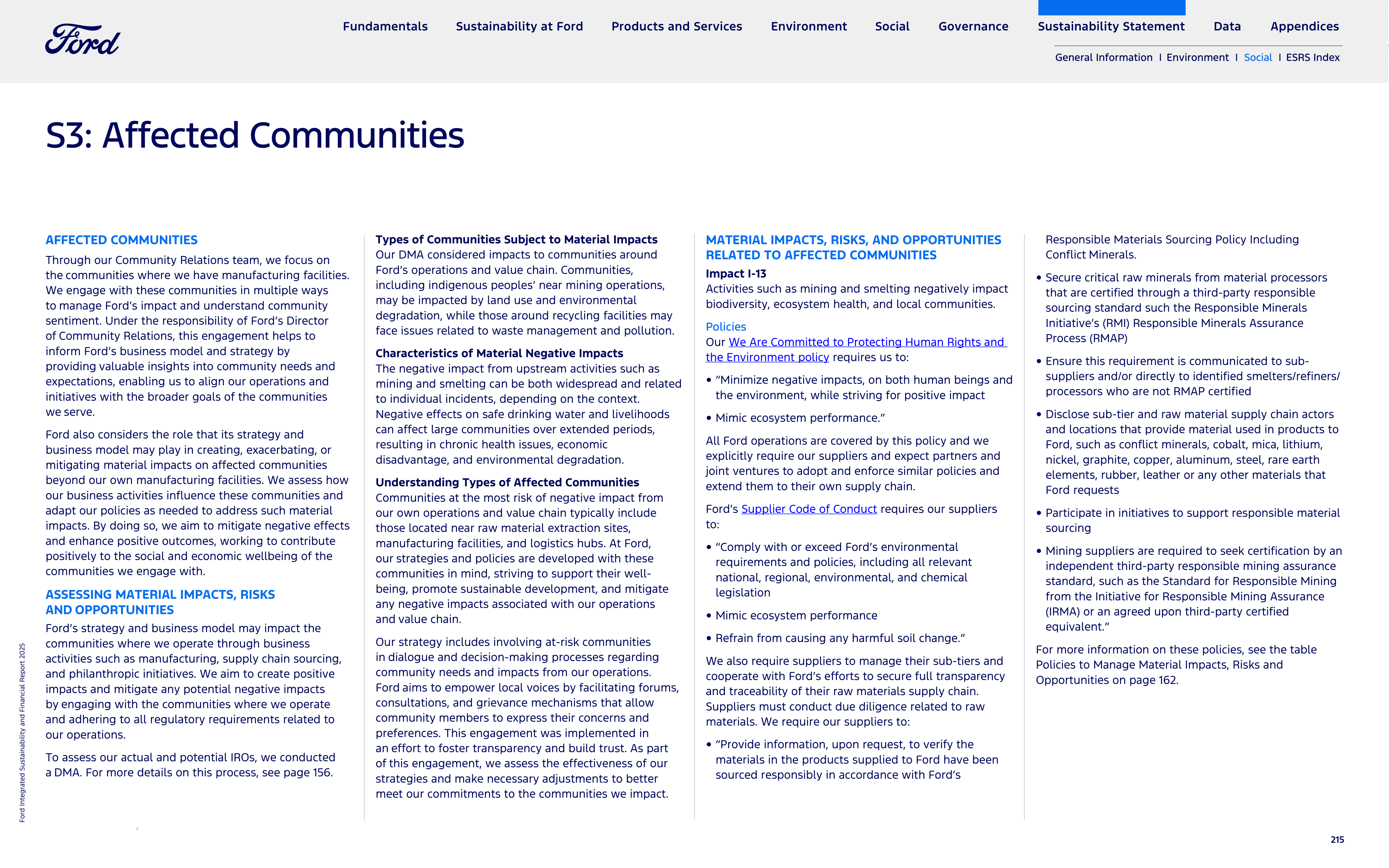 Ford Integrated Sustainability and Financial Report — page 215