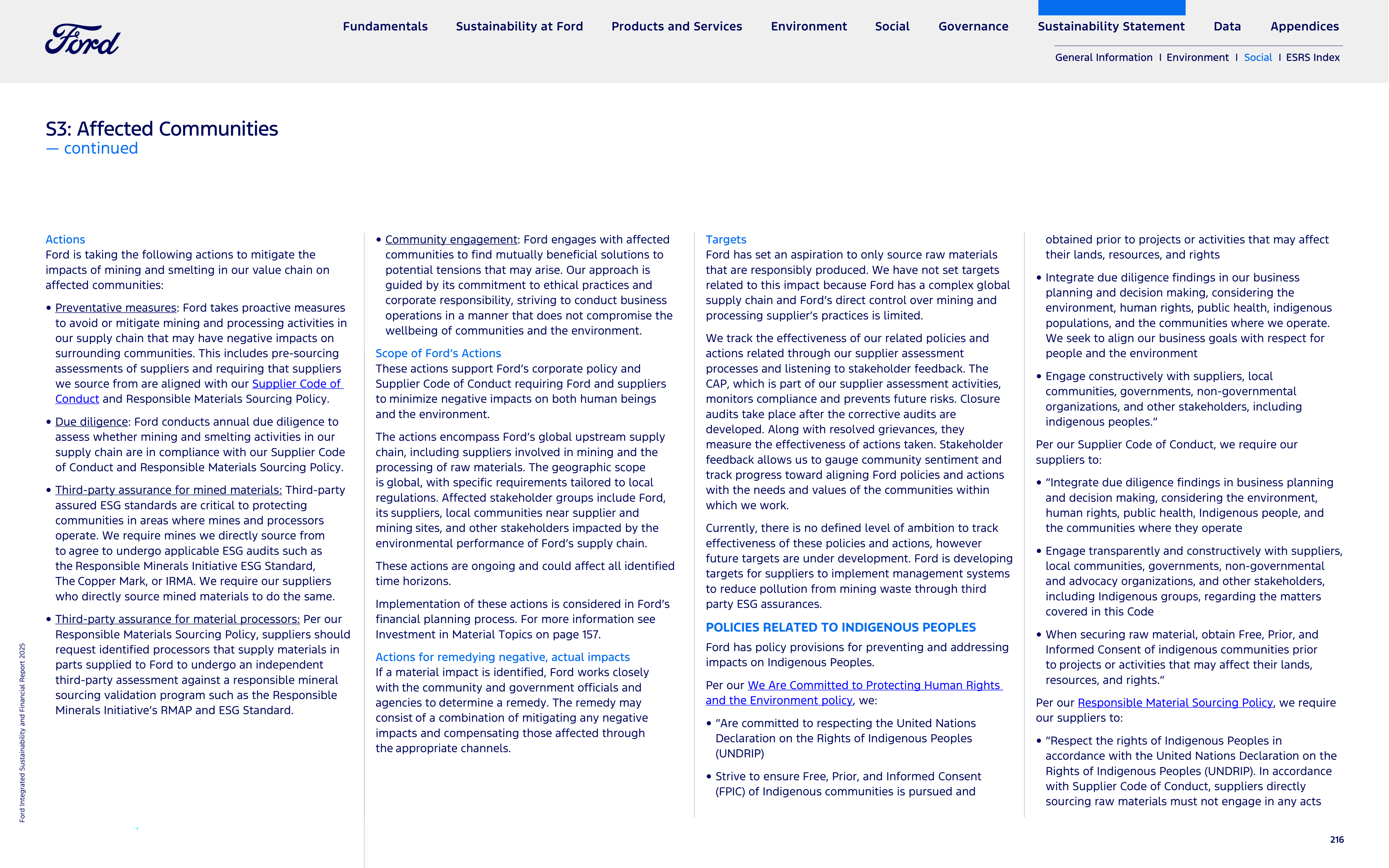 Ford Integrated Sustainability and Financial Report — page 216