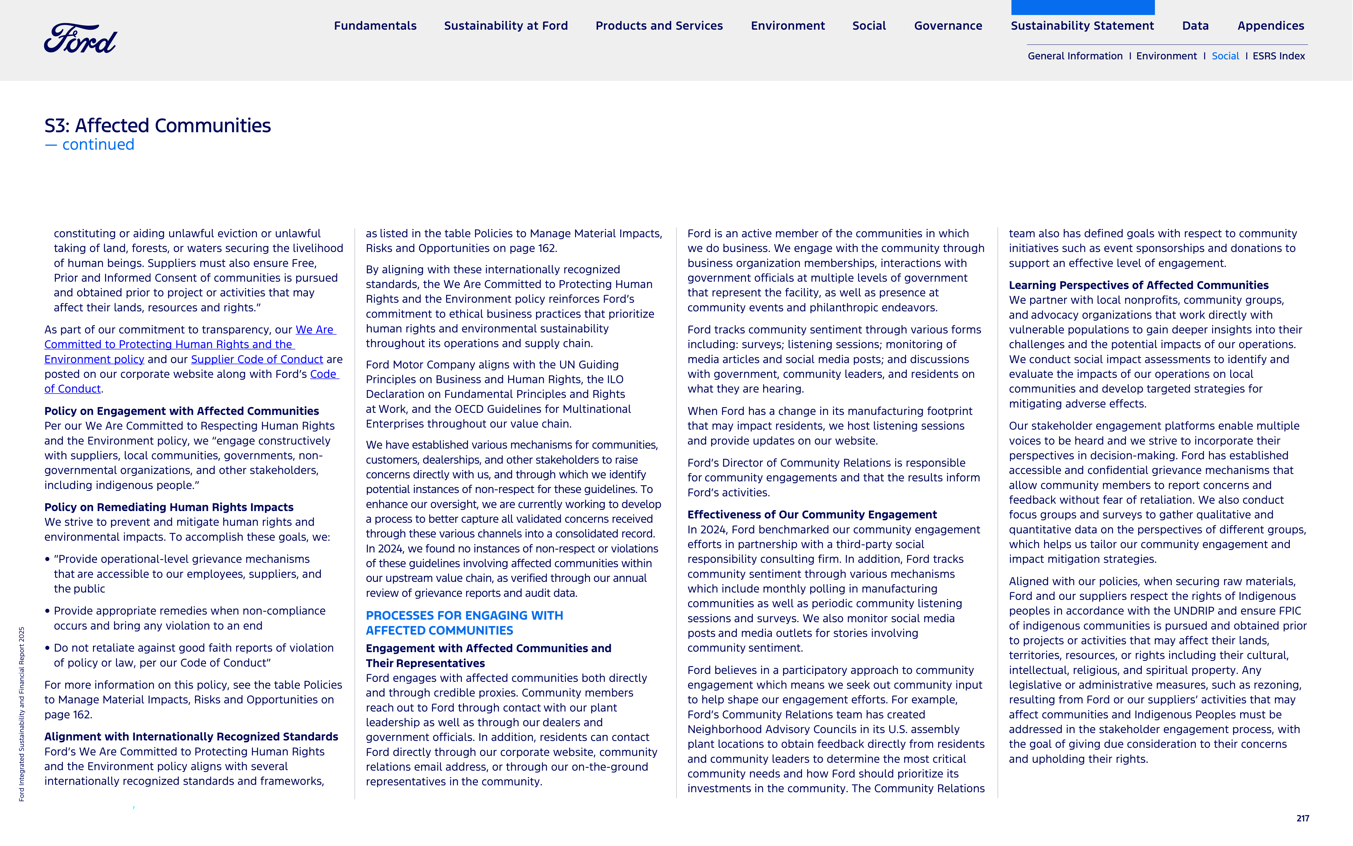 Ford Integrated Sustainability and Financial Report — page 217