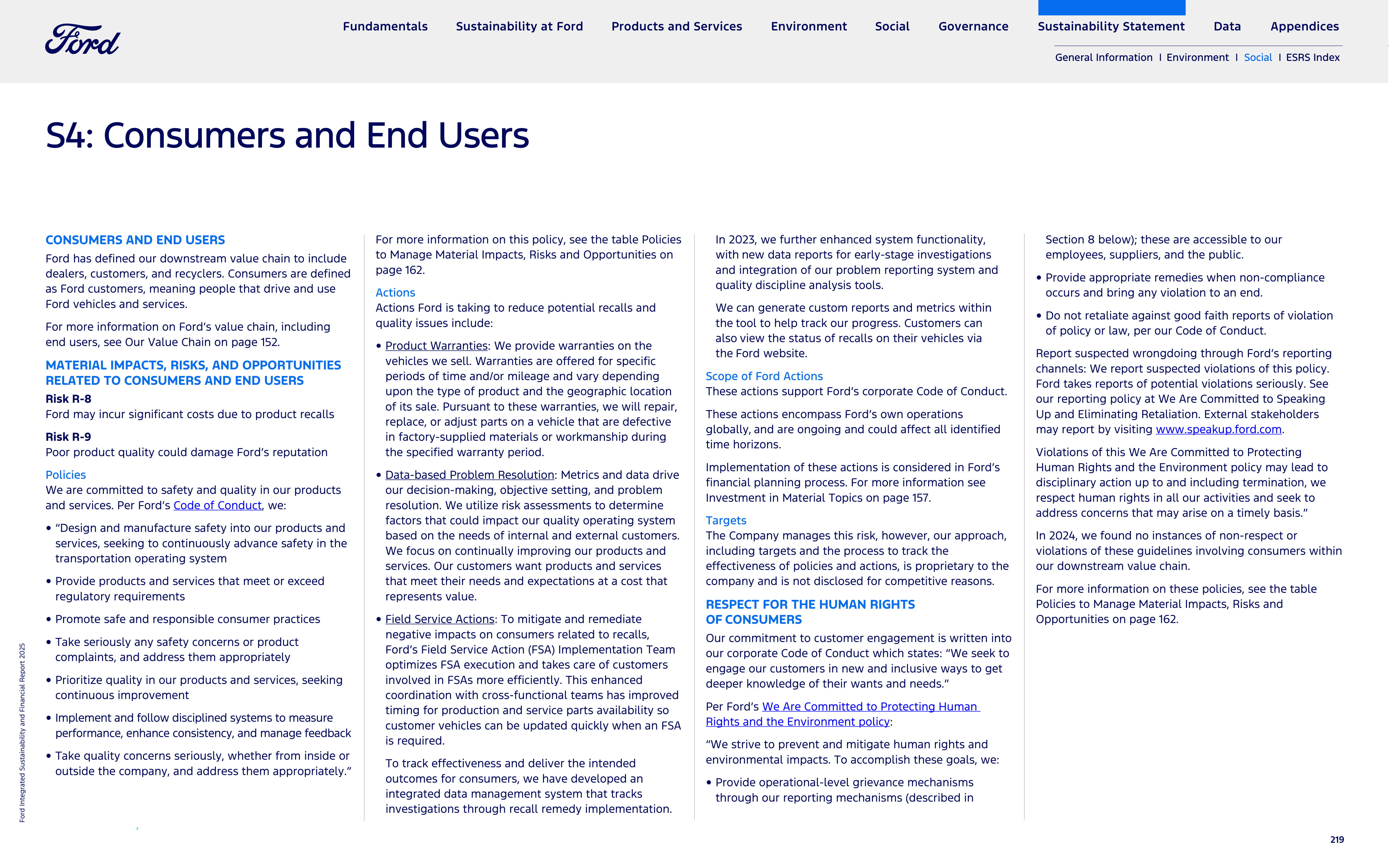 Ford Integrated Sustainability and Financial Report — page 219