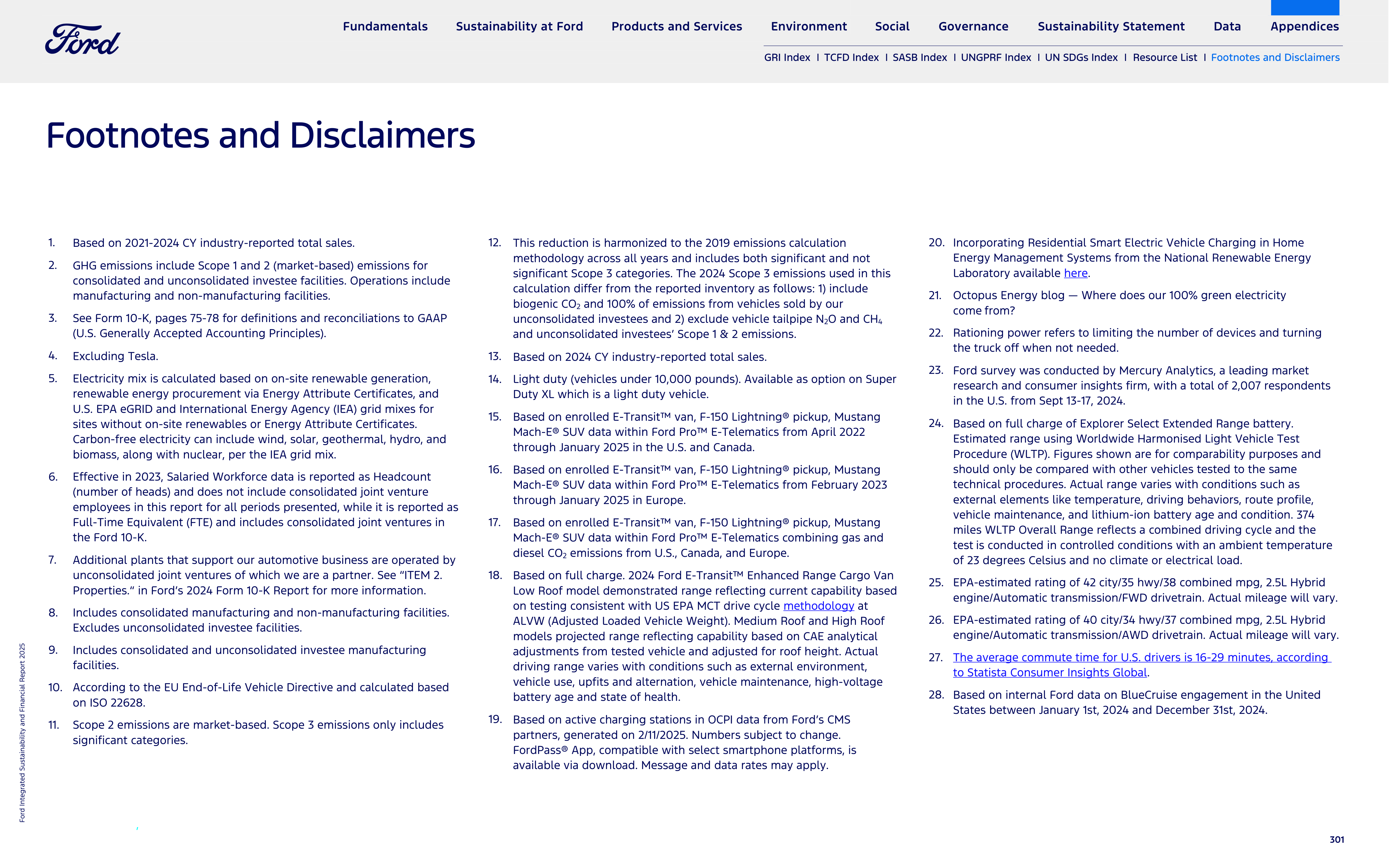 Ford Integrated Sustainability and Financial Report — page 301